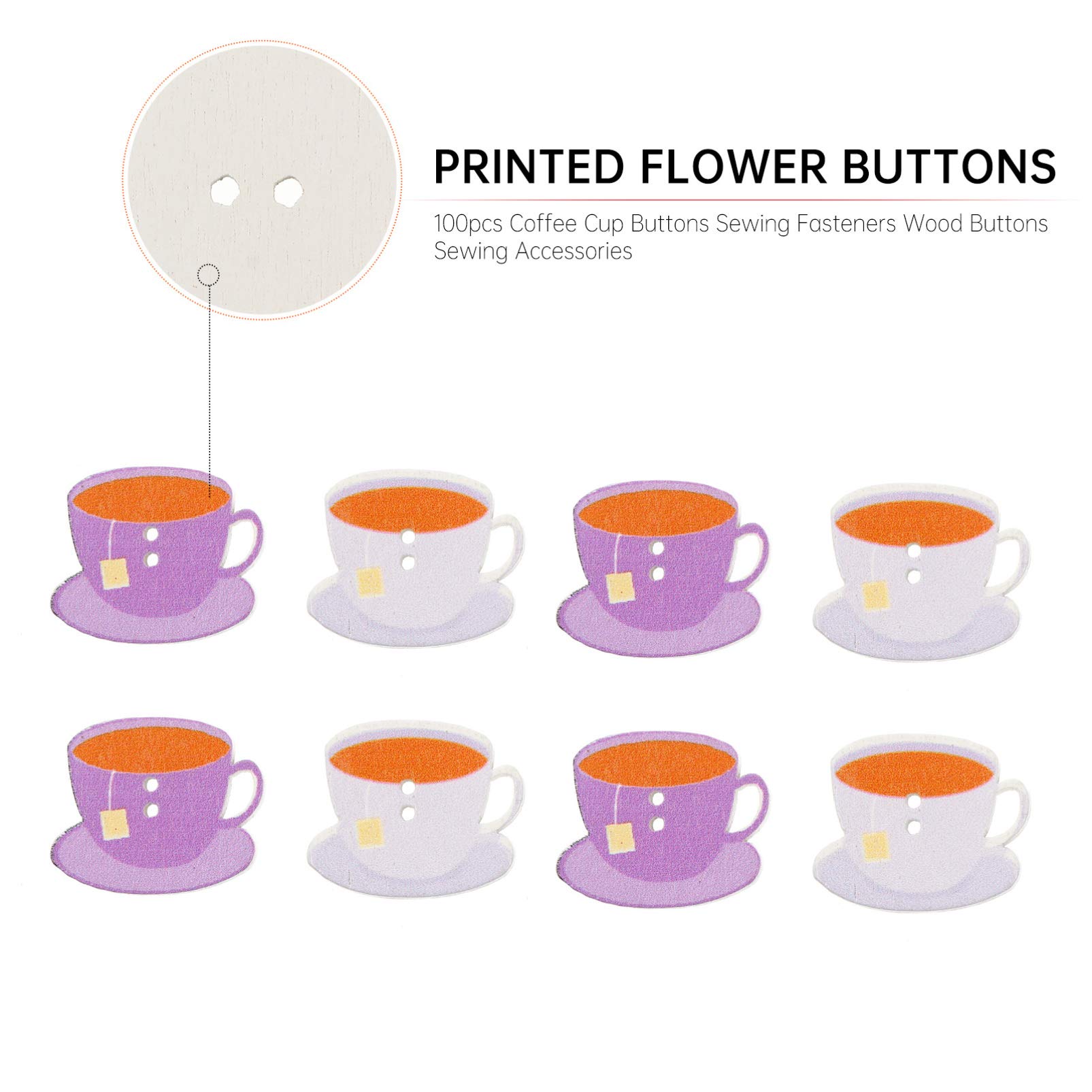 ARTIBETTER 100pcs 1 Inch Natural Wood Sewing Buttons - 2 Hole Coffee Cup Shaped Buttons for DIY Crafts, Clothing & Accessories - Perfect for Jackets, Cardigans, Scrapbooking & Home Decor Projects
