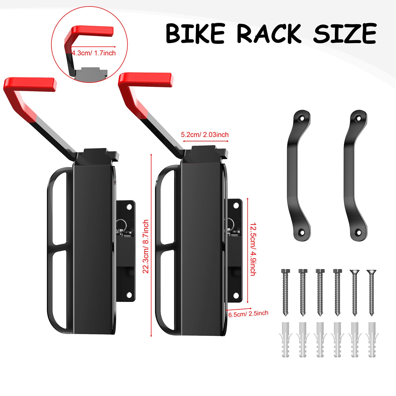 **2-Pack Wall Mounted Swivel Bike Rack with Tire Tray - 170° Adjustable Bike Hanger for Garage Storage - Vertical Bike Stand with 5 Secure Angles - Indoor/Outdoor Use for Home, Apartment, or Shed - Black**