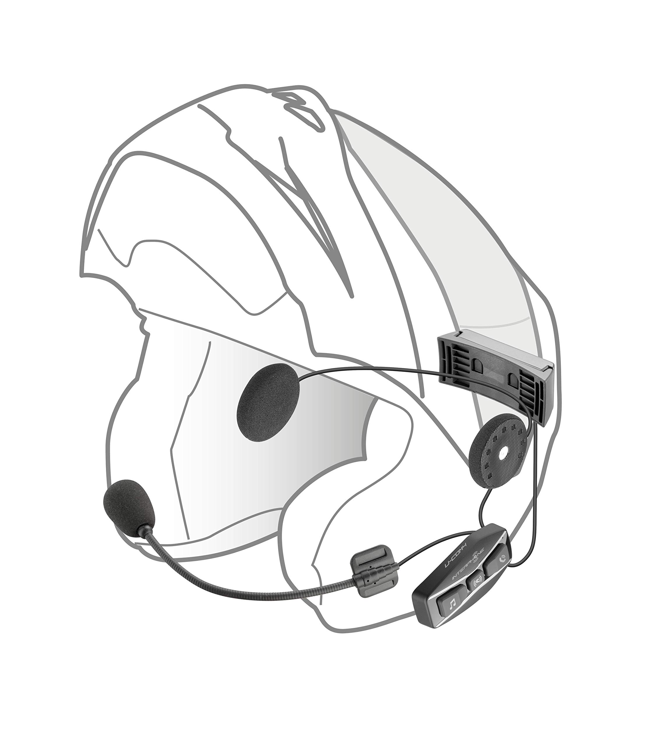 INTERPHONE UCOM4 Motorcycle Bluetooth Headset - 4-Way Rider Communication, 1.6km Range, 15Hr Battery Life - Noise Cancelling DSP, IP67 Waterproof - Compatible with Helmets, TFT & GPS Displays - Perfect for Group Rides, Touring & Adventure Motorcycling (Twin Pack)