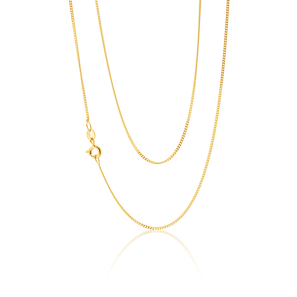 9ct Yellow Gold 31 Gauge 46cm Chain Necklace - Dainty & Elegant Jewelry for Women - Perfect for Layering, Gifts & Everyday Wear