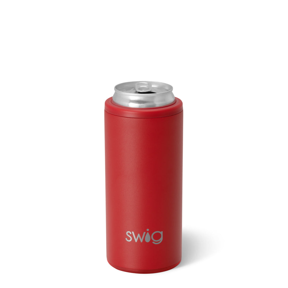 12oz Crimson Skinny Can Cooler - Insulated Sleeve for Beer, Soda & Energy Drinks - Perfect for Parties, BBQs & Outdoor Activities