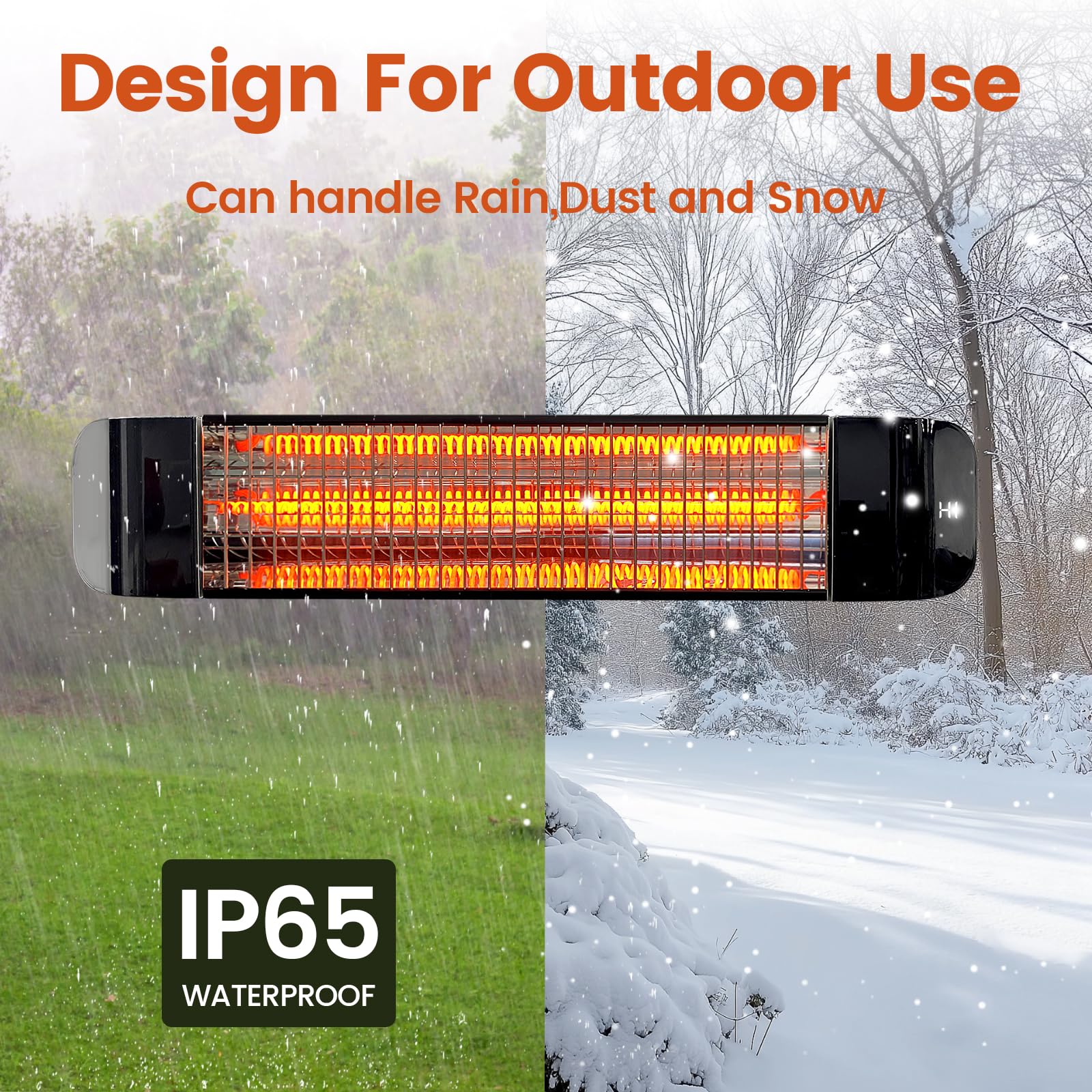 Chomalhari 1500W Infrared Electric Patio Heater with Remote Control - Wall & Ceiling Mount Outdoor Heater for Backyard, Deck, Garage, Greenhouse - Black - Perfect for Winter Evenings & Outdoor Dining