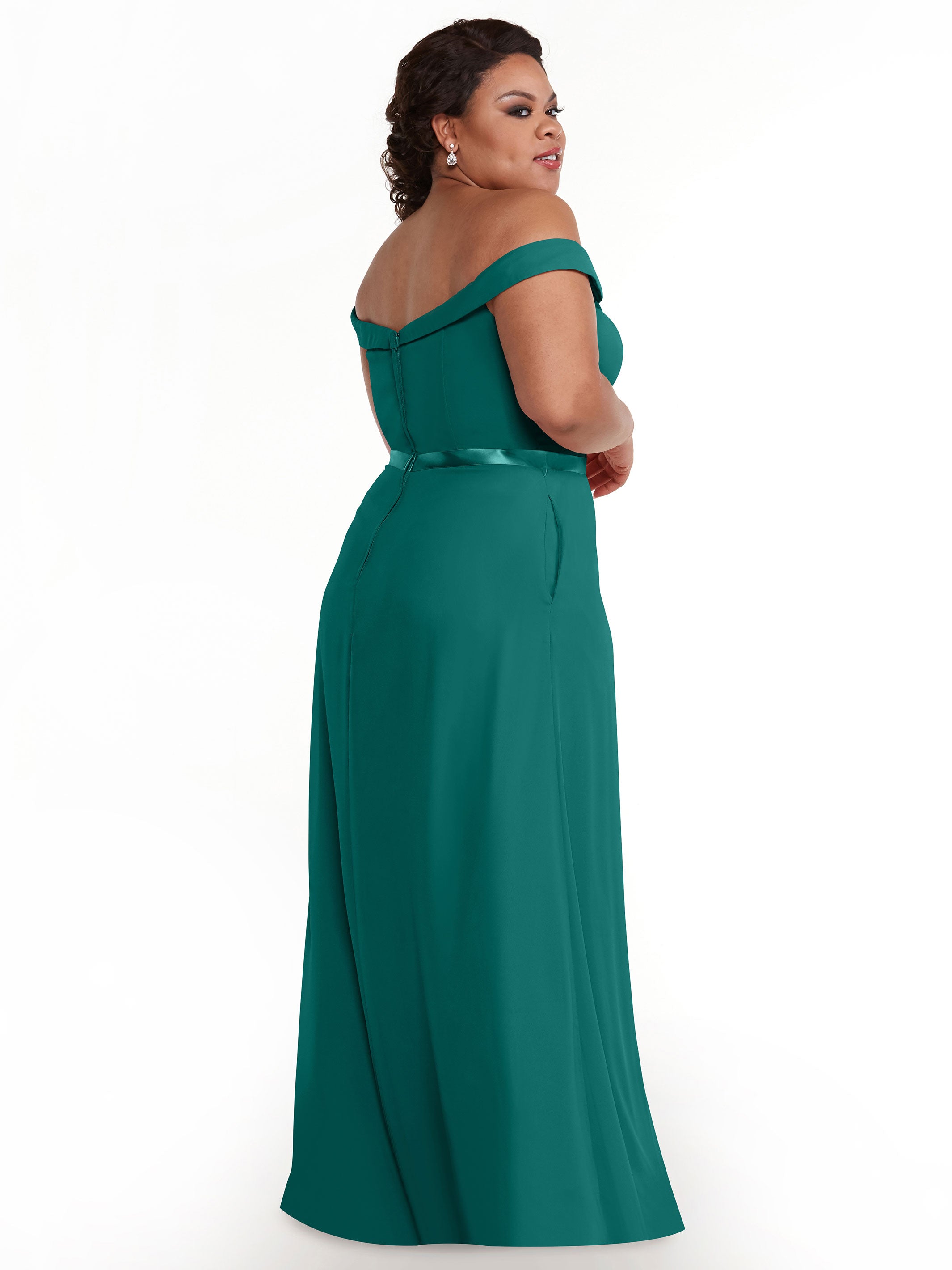 Elegant Off-The-Shoulder Chiffon A-Line Bridesmaid Dress with Sash - Style 80145 | Perfect for Weddings, Formal Events & Special Occasions