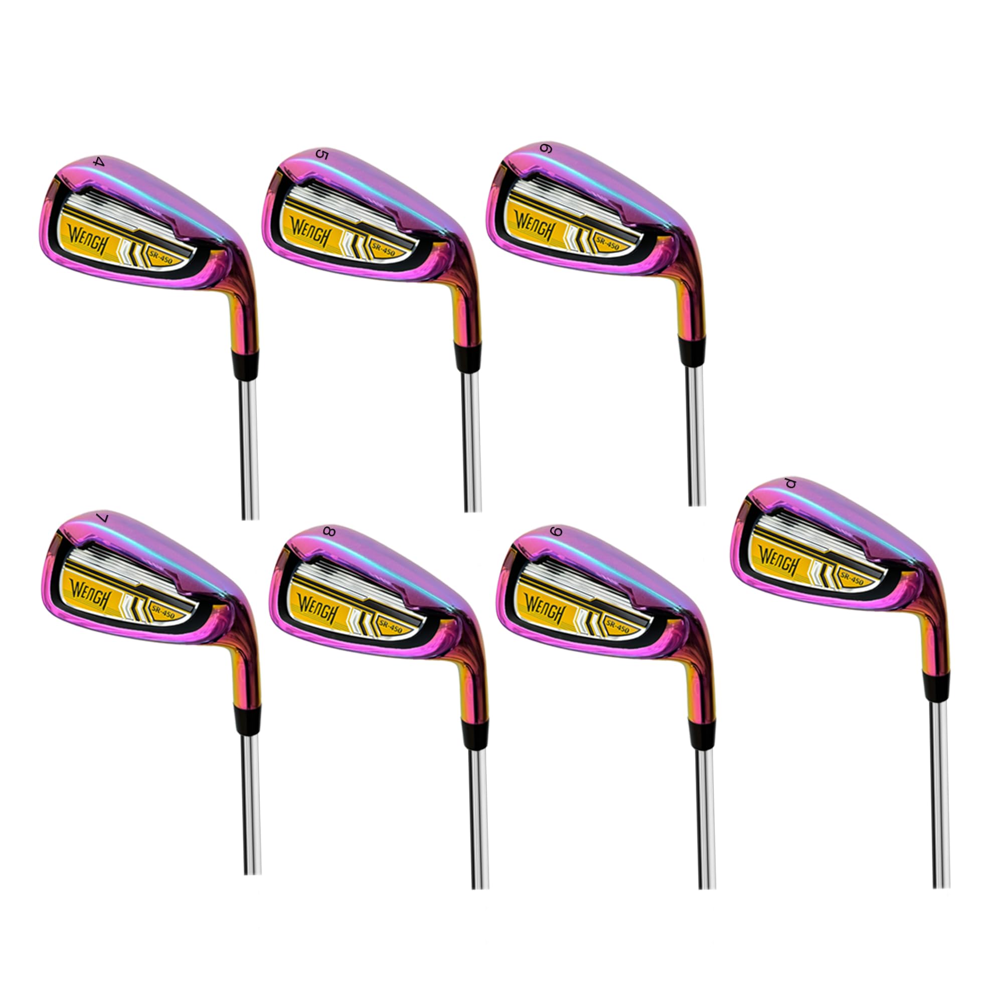 Premium Golf Irons Set (4-PW) for Men & Women Right-Handed Golfers - Regular Flex Steel Shaft - Rainbow Finish - Perfect for Driving Range & Course Play