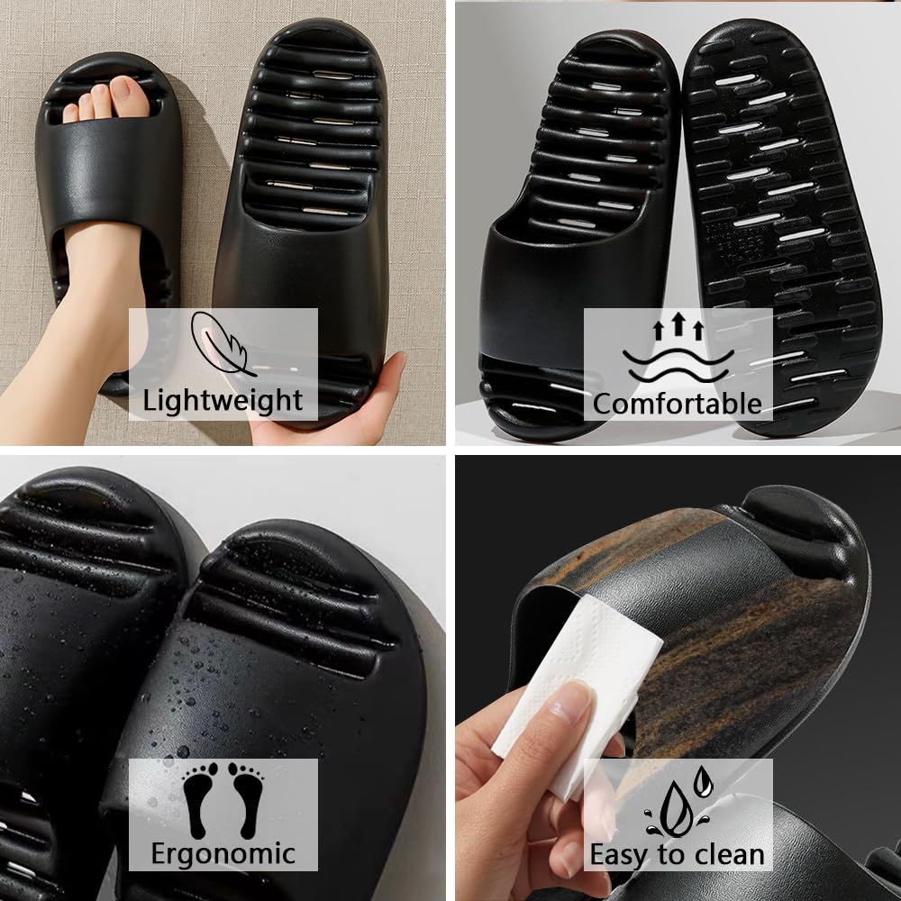 Non-Slip Quick Dry Shower Slippers for Women & Men - Thick Sole Bathroom Sandals with Drain Holes for Comfortable Home, Spa, and Pool Use