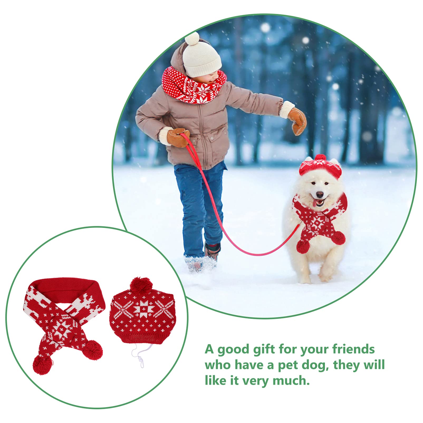 Balacoo 1 Set Red Santa Hat & Scarf Christmas Dog Costume - Warm Puppy Outfits for Holiday Photos, Parties, and Festive Pet Celebrations
