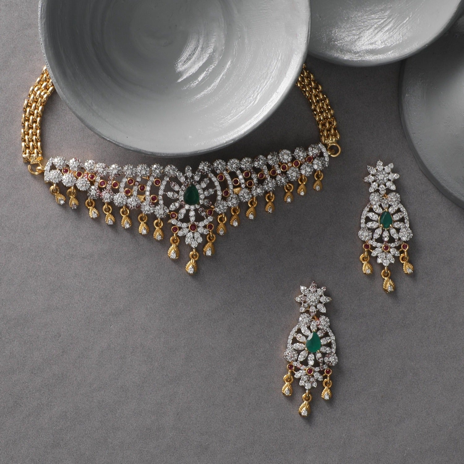 Joelle Nakshatra Cubic Zirconia Choker Necklace Set - Elegant Jewelry for Women, Perfect for Parties, Weddings & Special Occasions