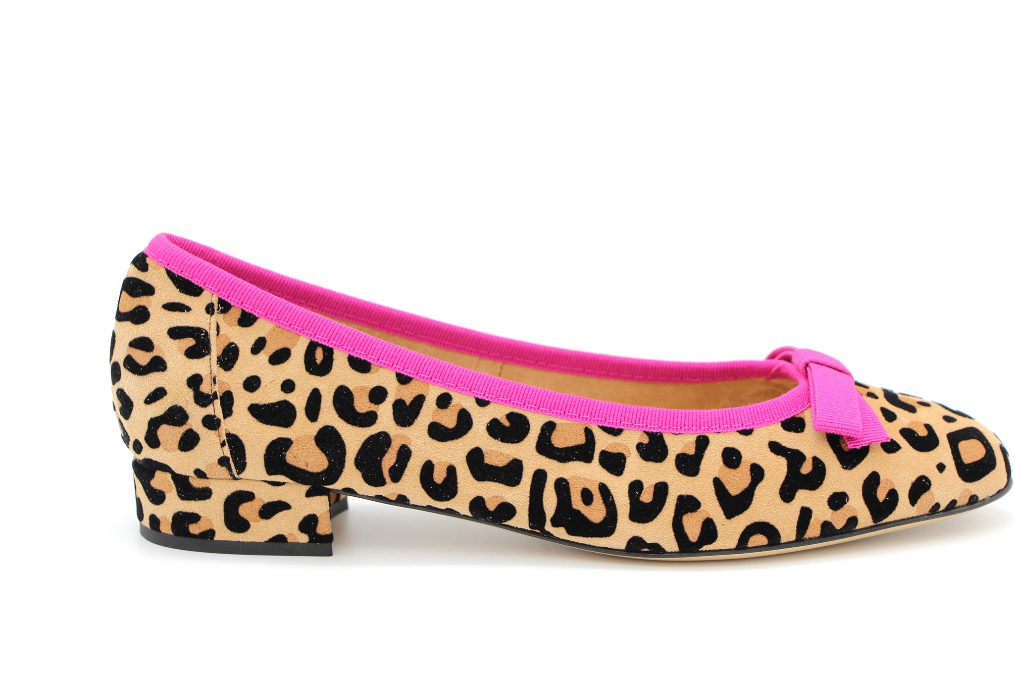 Fabucci Women's Leopard Print Ballet Flats - Pink Piping Comfortable Slip-On Shoes for Work, Office & Casual Outfits