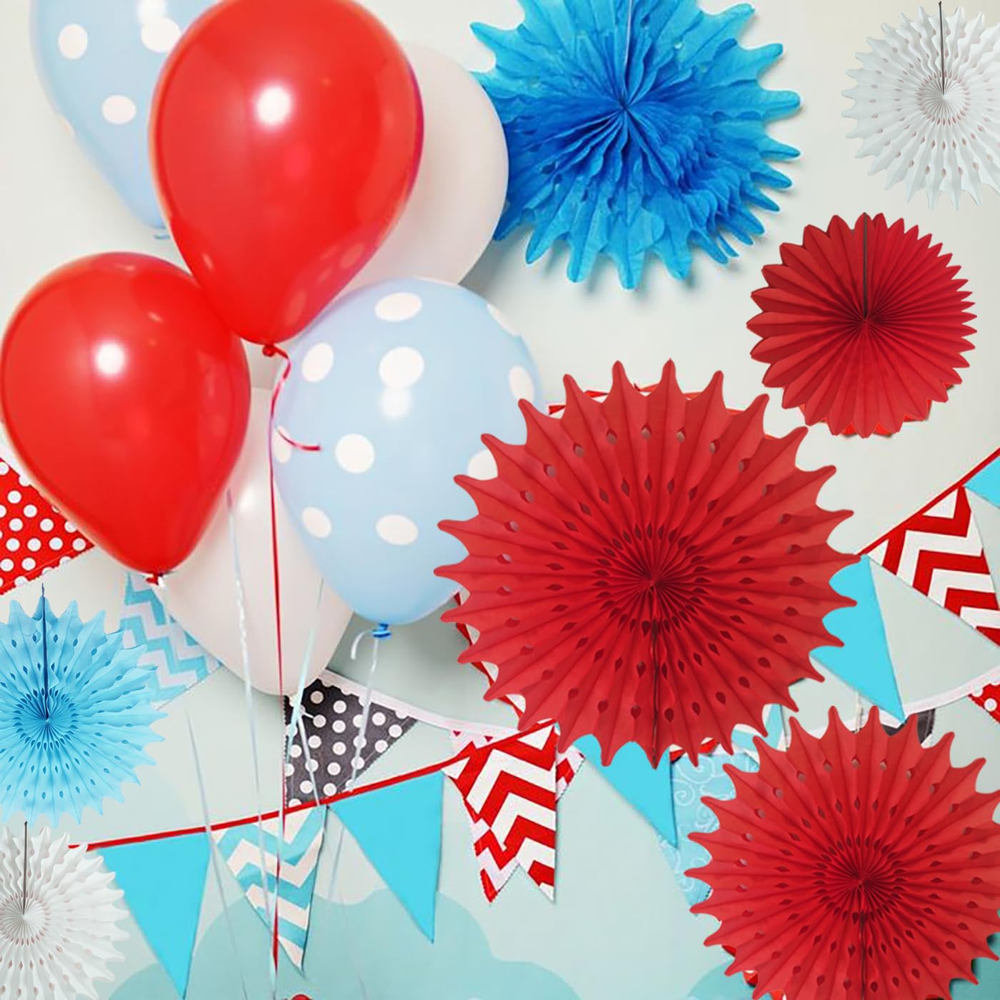 Dr. Seuss Thing 1 & Thing 2 Party Balloons - Red & Blue Birthday Decorations | Cat in The Hat Baby Shower & Birthday Party Supplies | Perfect for Dr. Seuss Themed Parties, Classroom Celebrations & Baby Showers