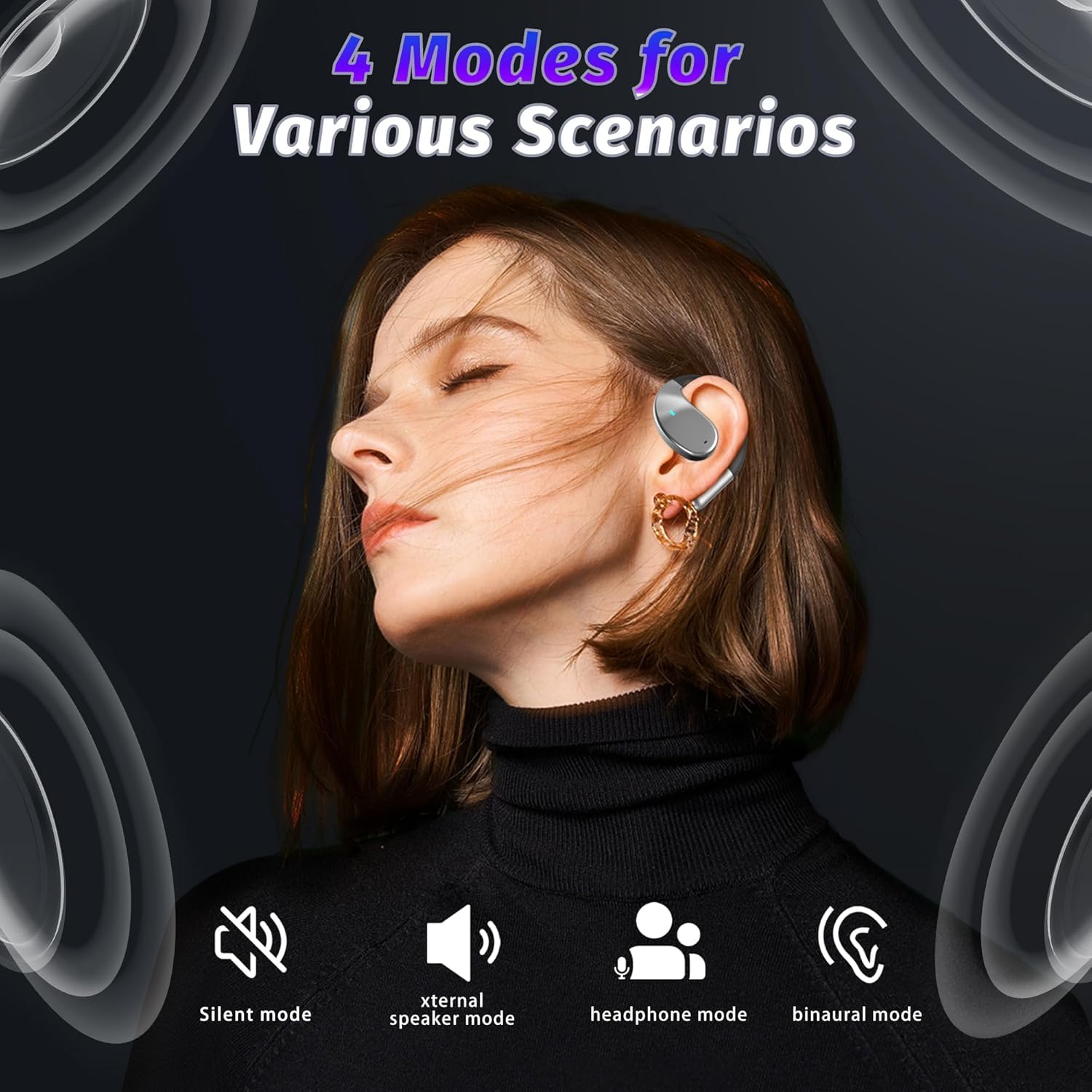 AI Translator Earbuds with 144 Languages Real-Time Translation - 3-in-1 Wireless Earbuds for iOS & Android - Perfect for Business Travel, Study & International Meetings