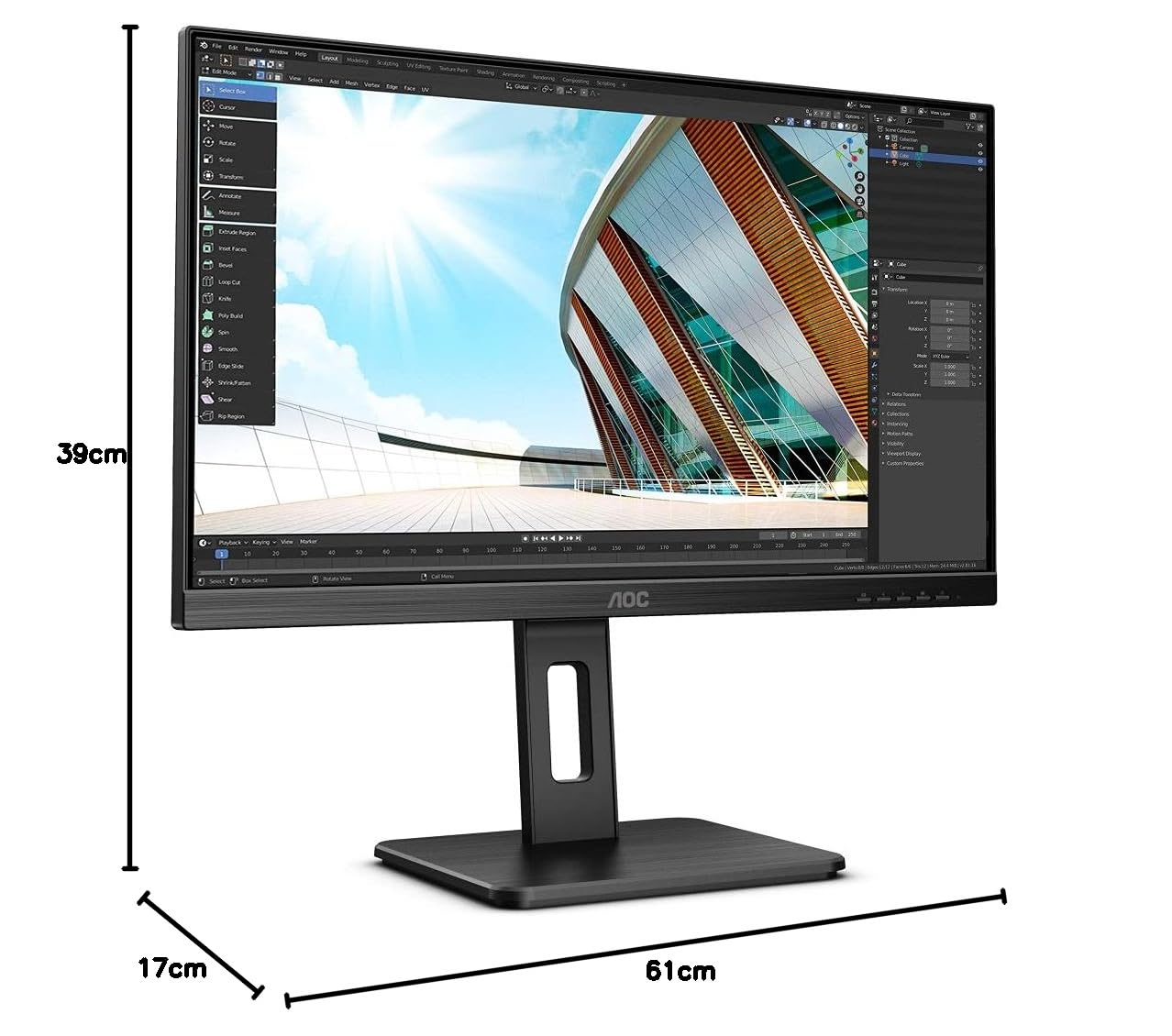 AOC U27P2CA 27-Inch UHD USB-C Docking Monitor with Height Adjustment (3840x2160, 60Hz, HDMI, DisplayPort, USB Hub) - Perfect for Home Office, Gaming, and Professional Workstations