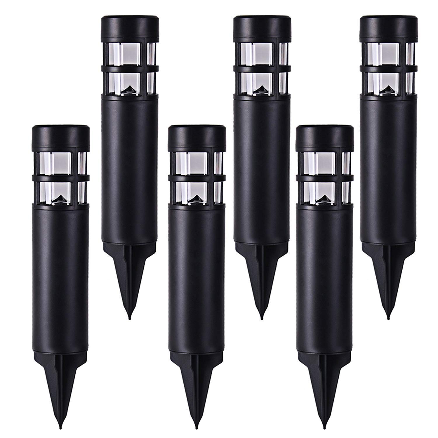 SUNWIND 6-Pack Black Solar Garden Lights Outdoor - LED Solar Powered Pathway Lighting for Patio, Backyard, Lawn, Driveway & Walkway | Weatherproof & Energy Saving Landscape Lights