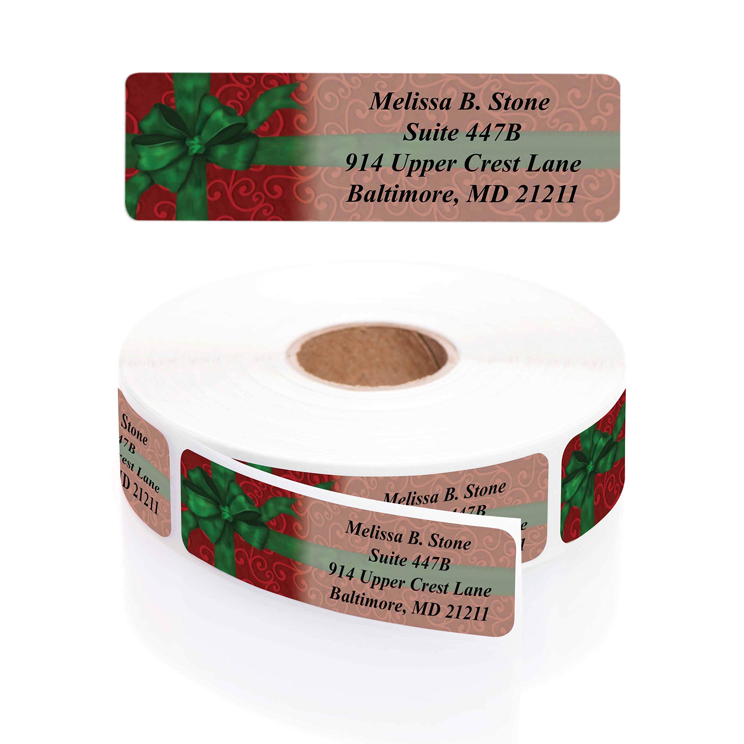 Elegant Holiday Gift Designer Rolled Return Address Labels with Plastic Dispenser - Perfect for Christmas Cards, Wedding Invitations & Business Correspondence