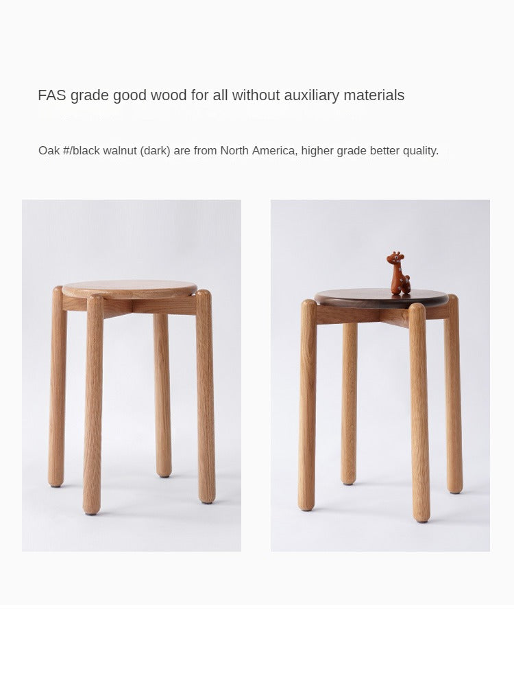 Premium Solid Wood Stackable Stool - Oak, Rubber, Ash, Cherry - Perfect for Home, Office, Kitchen & Outdoor Use