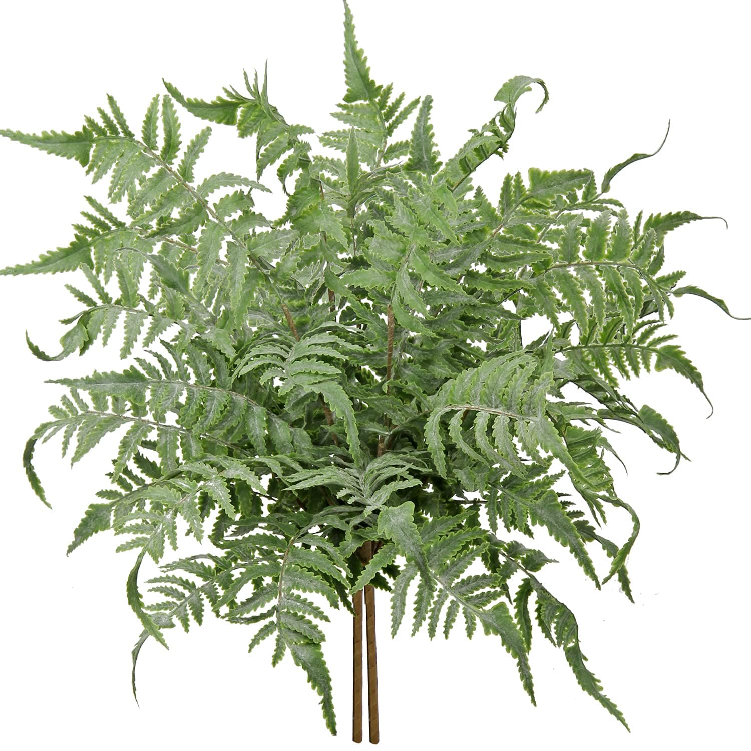 Artificial Boston Fern Plants - Large 19 Inch Dusty Green Fake Greenery Shrubs (2 Pack) - Faux Plant Bushes for Home, Garden, Office, Farmhouse Decor - Perfect for Indoor & Outdoor Spaces, Shelf Styling, and Porch Decorations