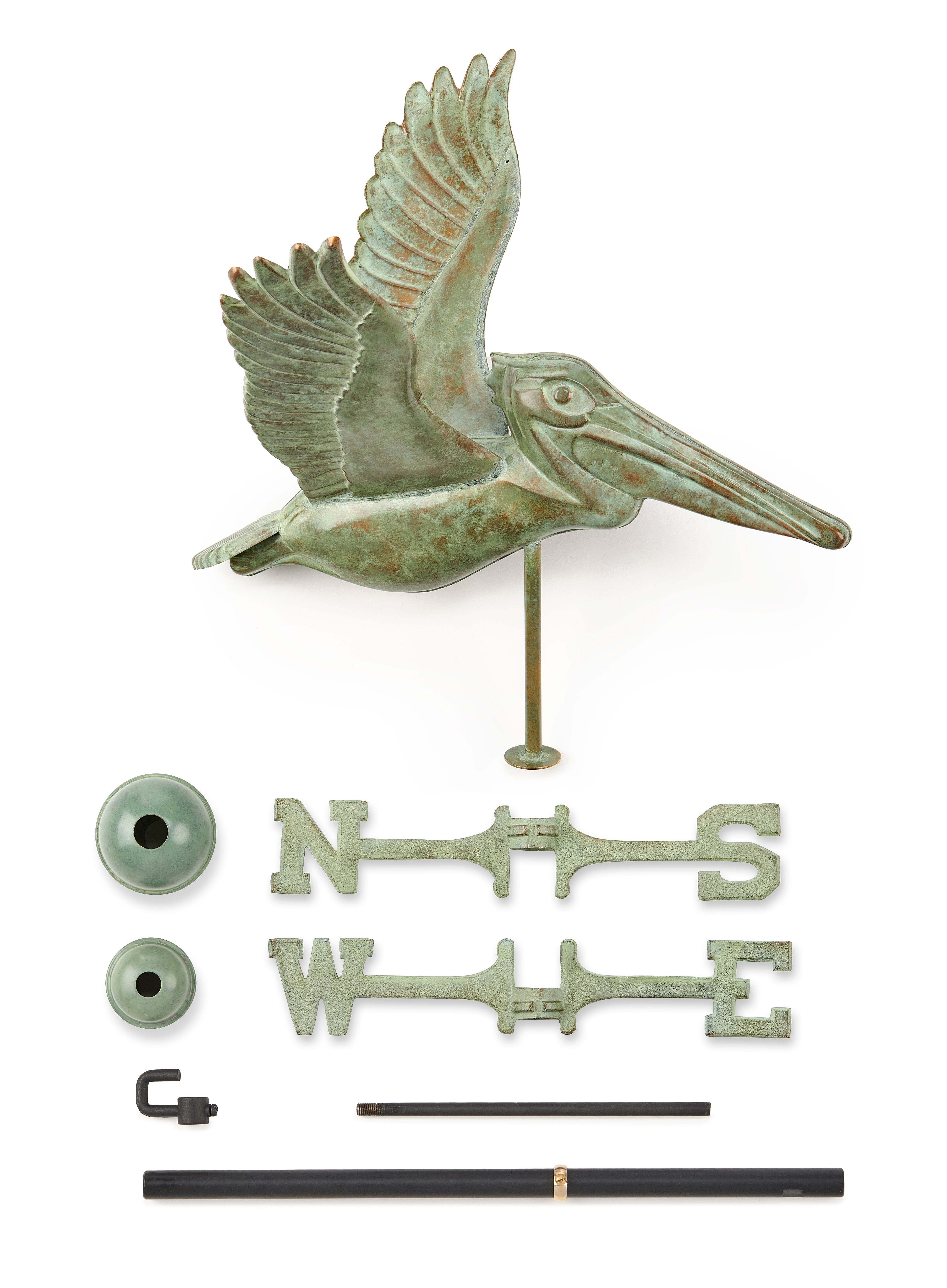 Good Directions Pelican Weathervane in Blue Verde Copper - Handcrafted Outdoor Garden Decor for Coastal & Nautical Themed Homes