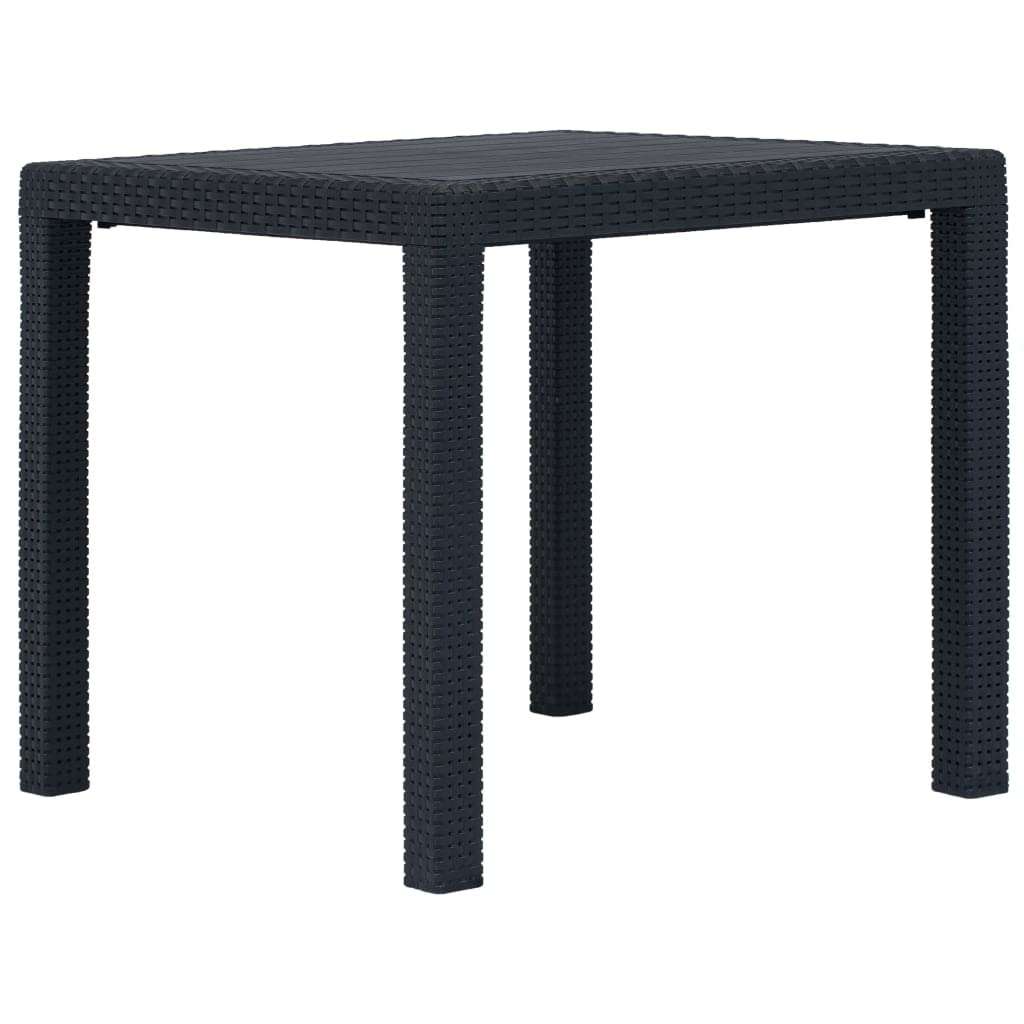 vidaXL 3-Piece Bistro Set, Outdoor Patio Furniture with Rattan Chairs & Cushions, Anthracite Plastic Garden Table Set - Perfect for Backyard, Balcony & Poolside Dining