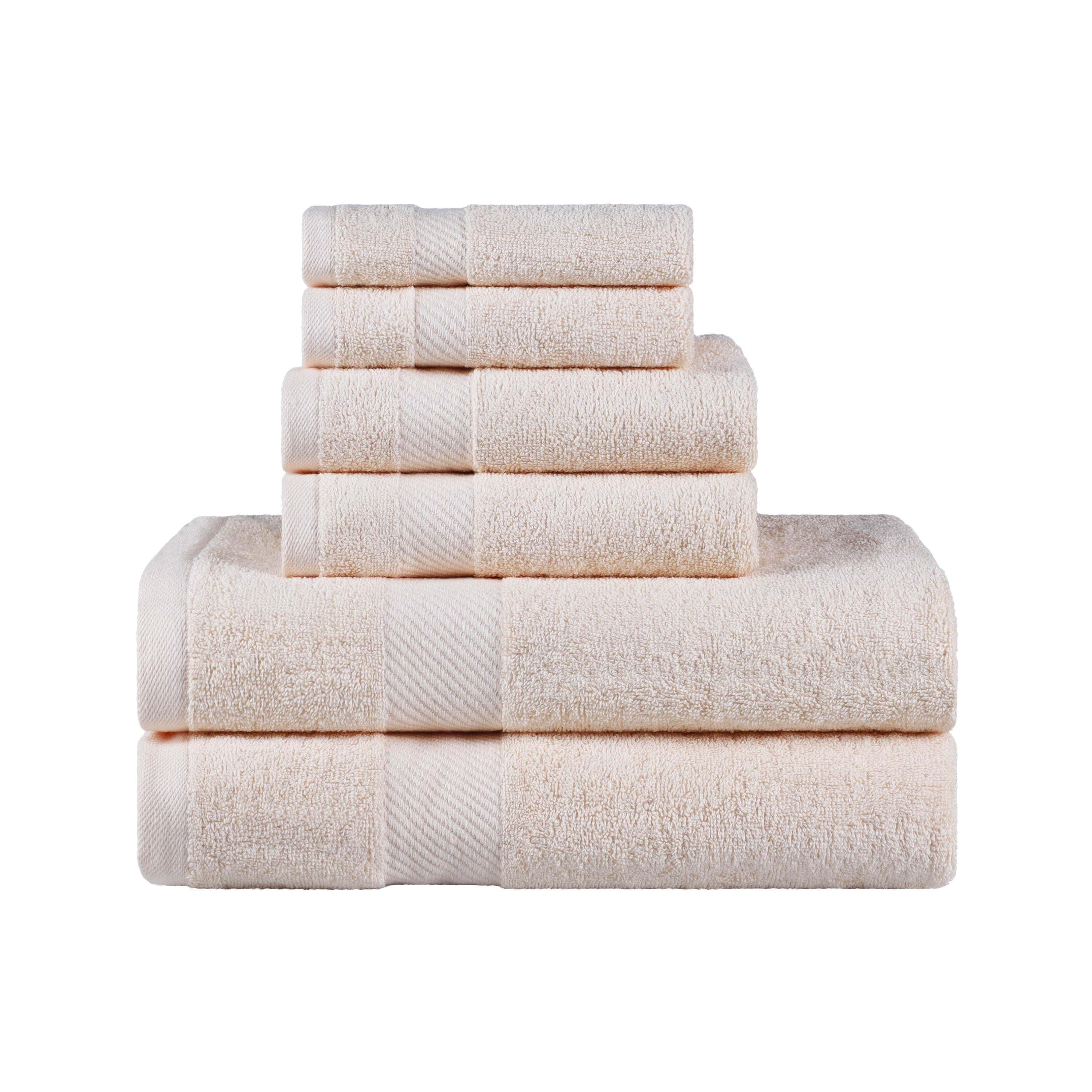 Premium 6-Piece Egyptian Cotton Towel Set with Elegant Dobby Border - Ultra Soft & Absorbent Bath Towels for Spa, Hotel, or Luxury Home Use