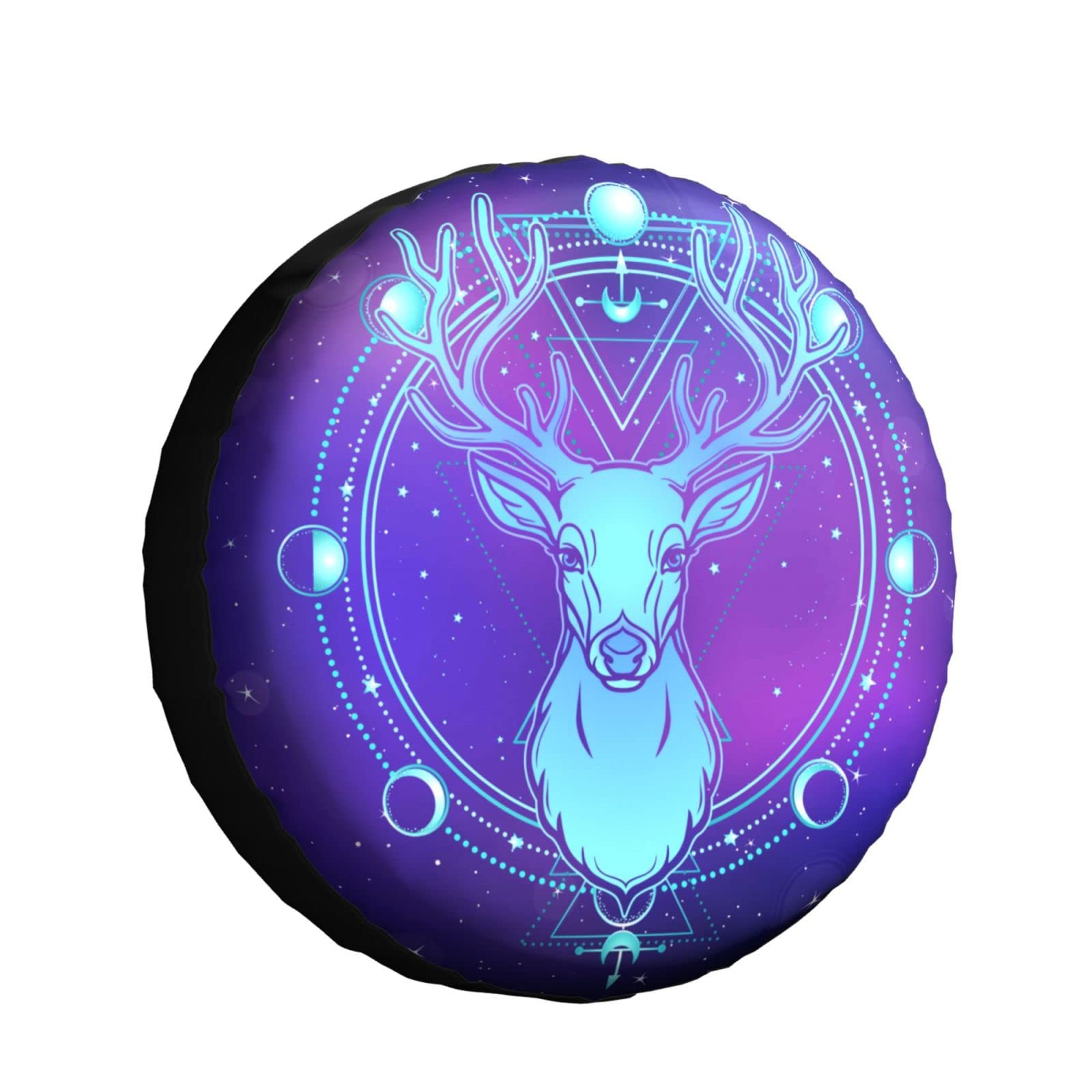 15 Inch Moon Phase Galaxy Spare Tire Cover for Truck SUV Trailer RV - Deer Design Wheel Protector for Camping & Outdoor Adventures