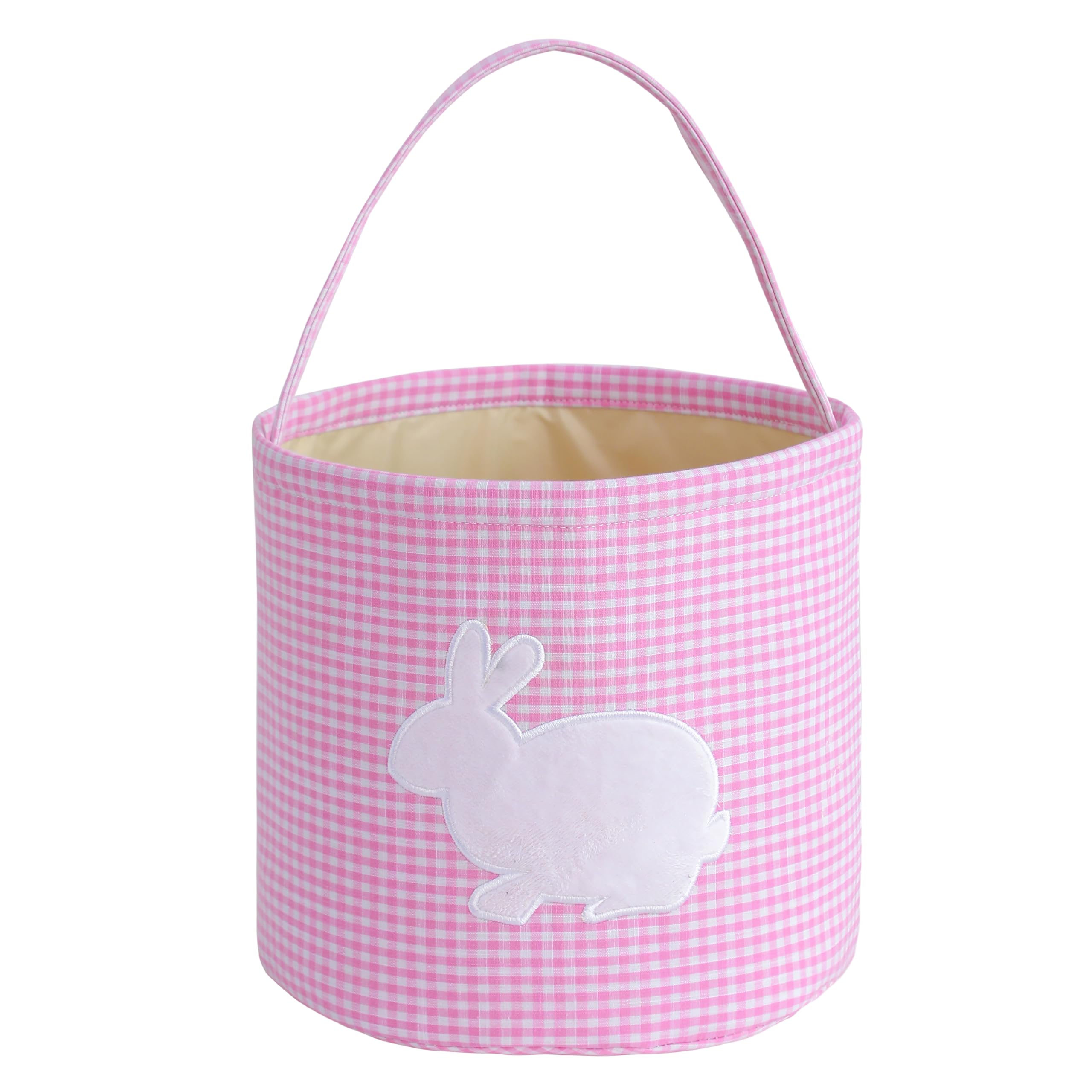Easter Bunny Basket - Pink Gingham Easter Bucket Bag for Egg Hunts, Party Favors & Spring Decorations - Perfect for Easter Celebrations, Kids' Egg Hunt Parties & Spring Home Decor