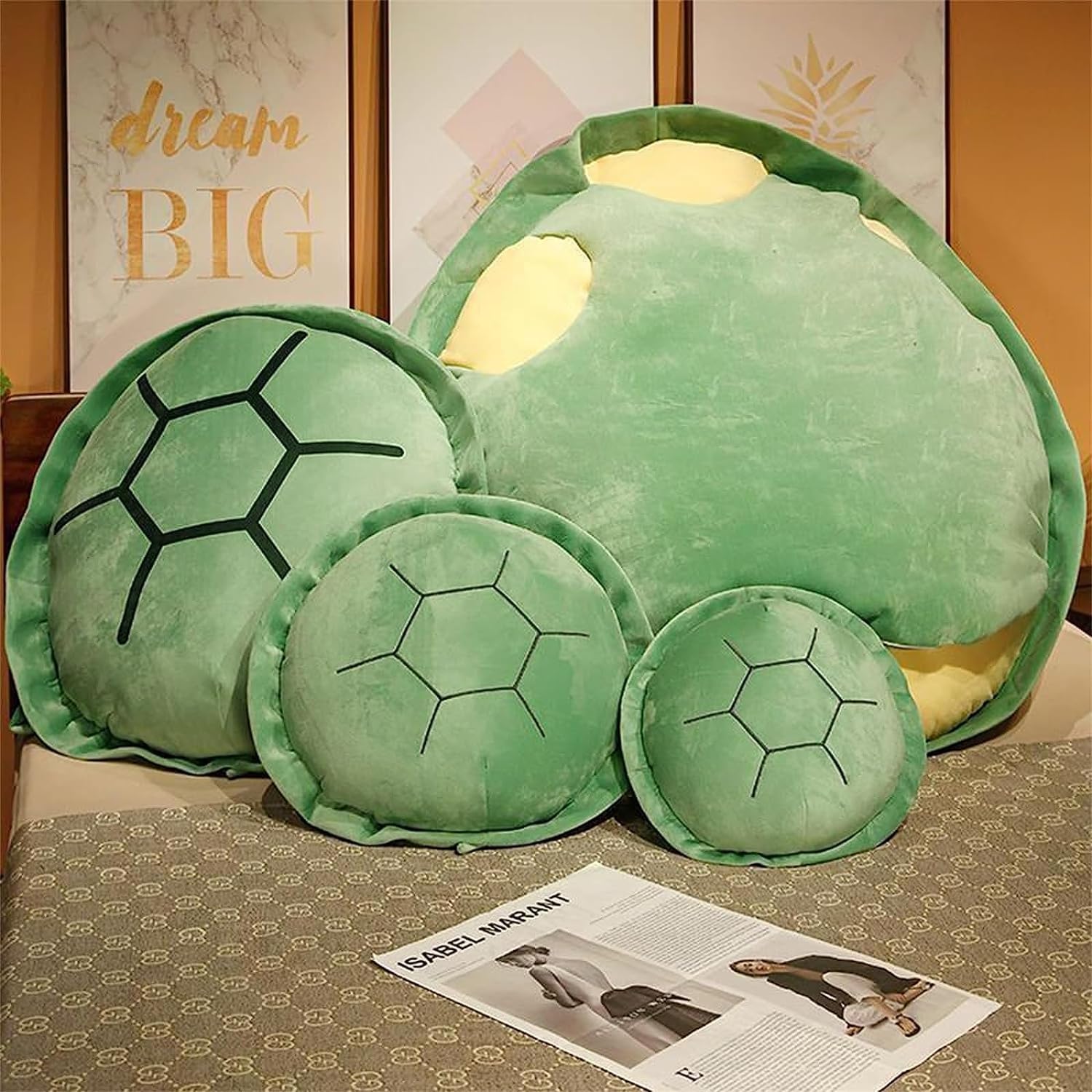 Multifunctional Giant Wearable Turtle Shell Pillow - Funny Removable Costume Pillow for Adults & Kids (Green, 63in/160cm) - Perfect for Cosplay, Halloween Costumes, Lounge Relaxation & Photo Props