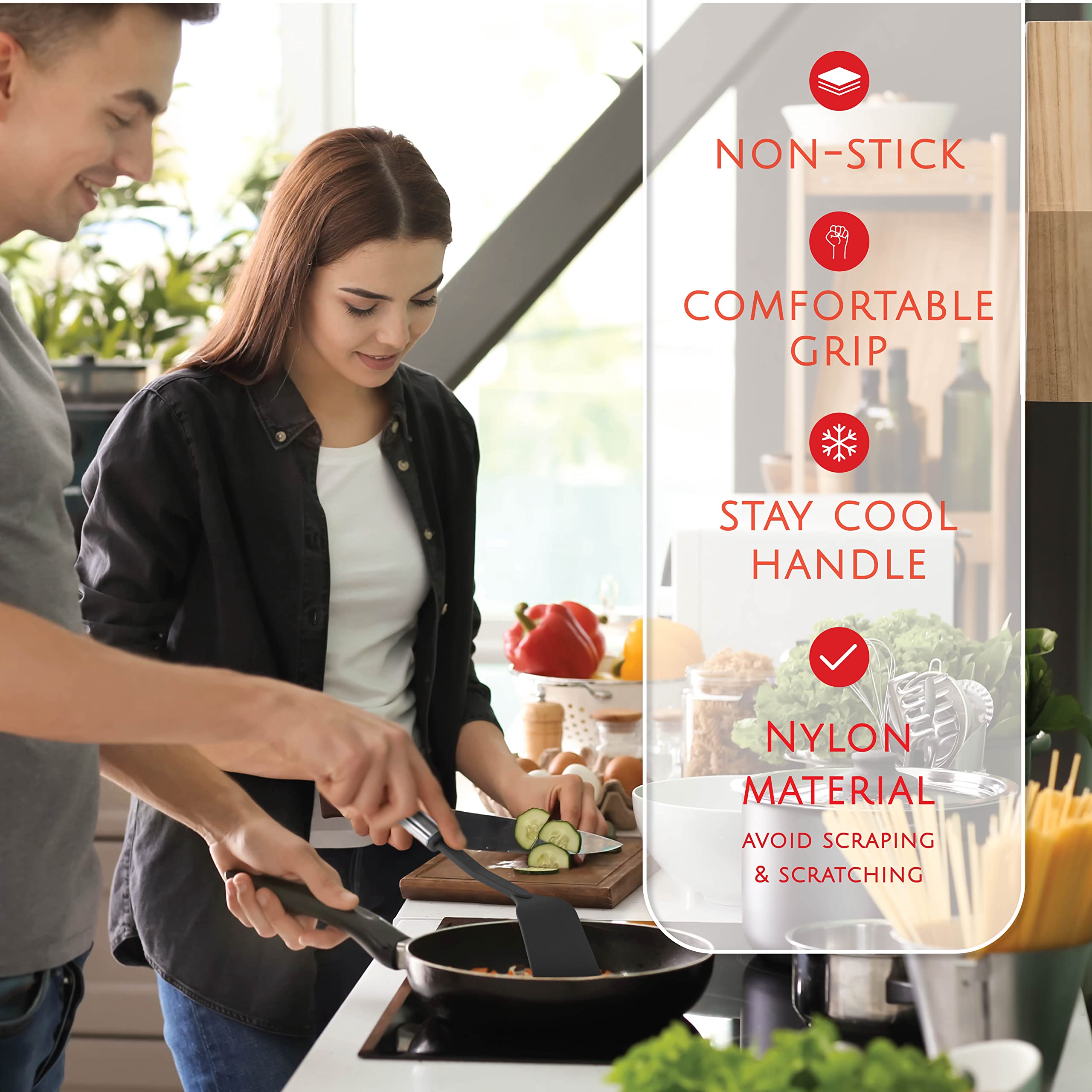 Premium 24-Piece Nonstick Kitchen Utensil Set - Heat Resistant Nylon & Stainless Steel Cooking Tools with Spatula - Essential Cookware for Apartments, Home Chefs & Baking Enthusiasts - Perfect for Frying, Sautéing & Everyday Meal Prep