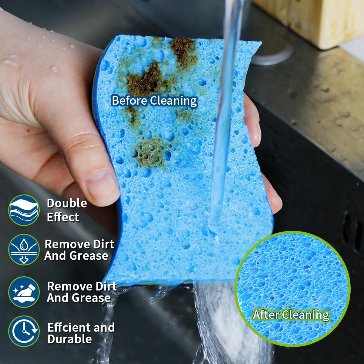 24-Pack Heavy Duty Scrub Sponges | Non-Scratch Dish & Kitchen Cleaning Sponges | Perfect for Pots, Pans, Countertops & Tough Stains