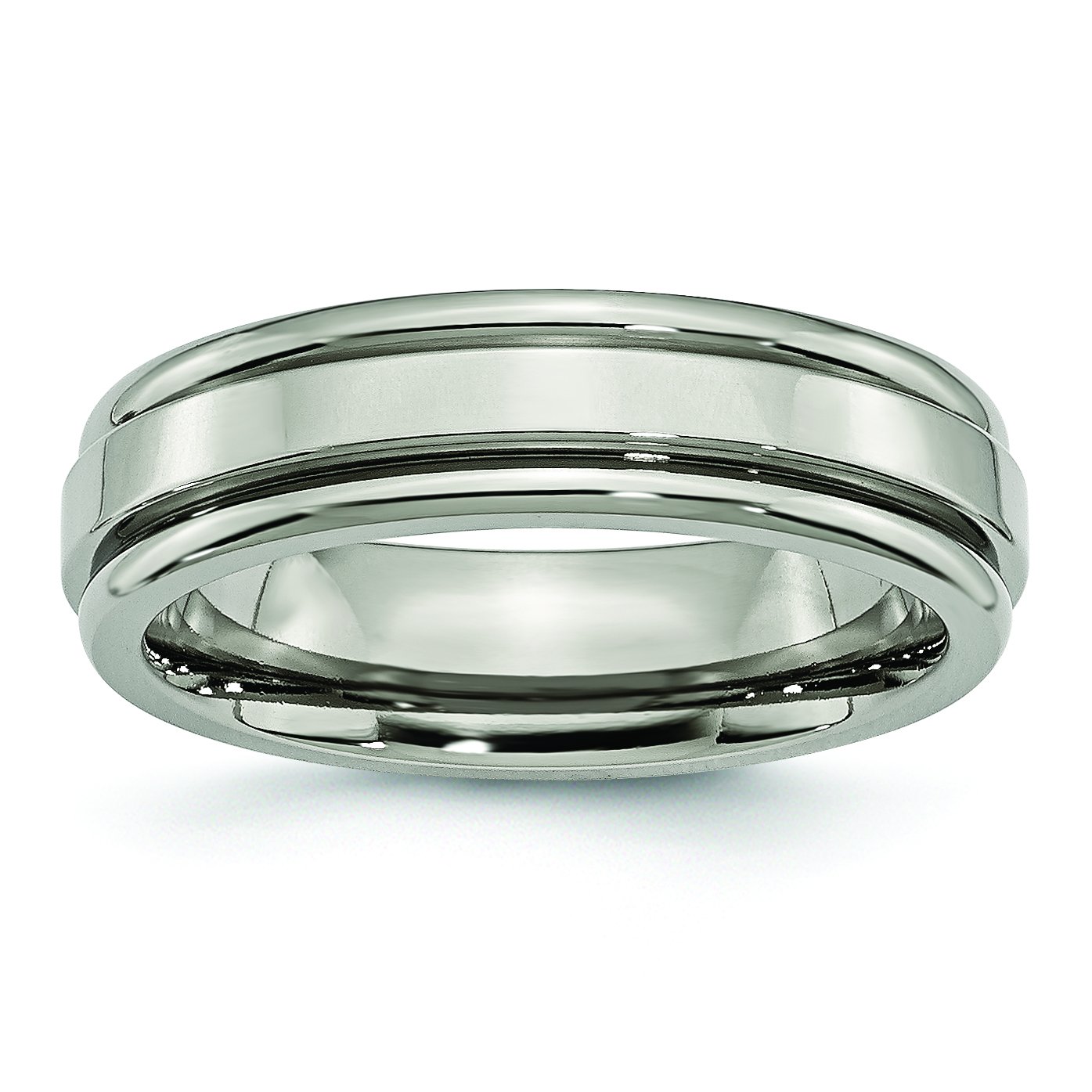 Men's Titanium Grooved Edge 6mm Polished Wedding Band Ring - Durable & Comfortable for Everyday Wear - Perfect for Weddings, Anniversaries & Special Occasions