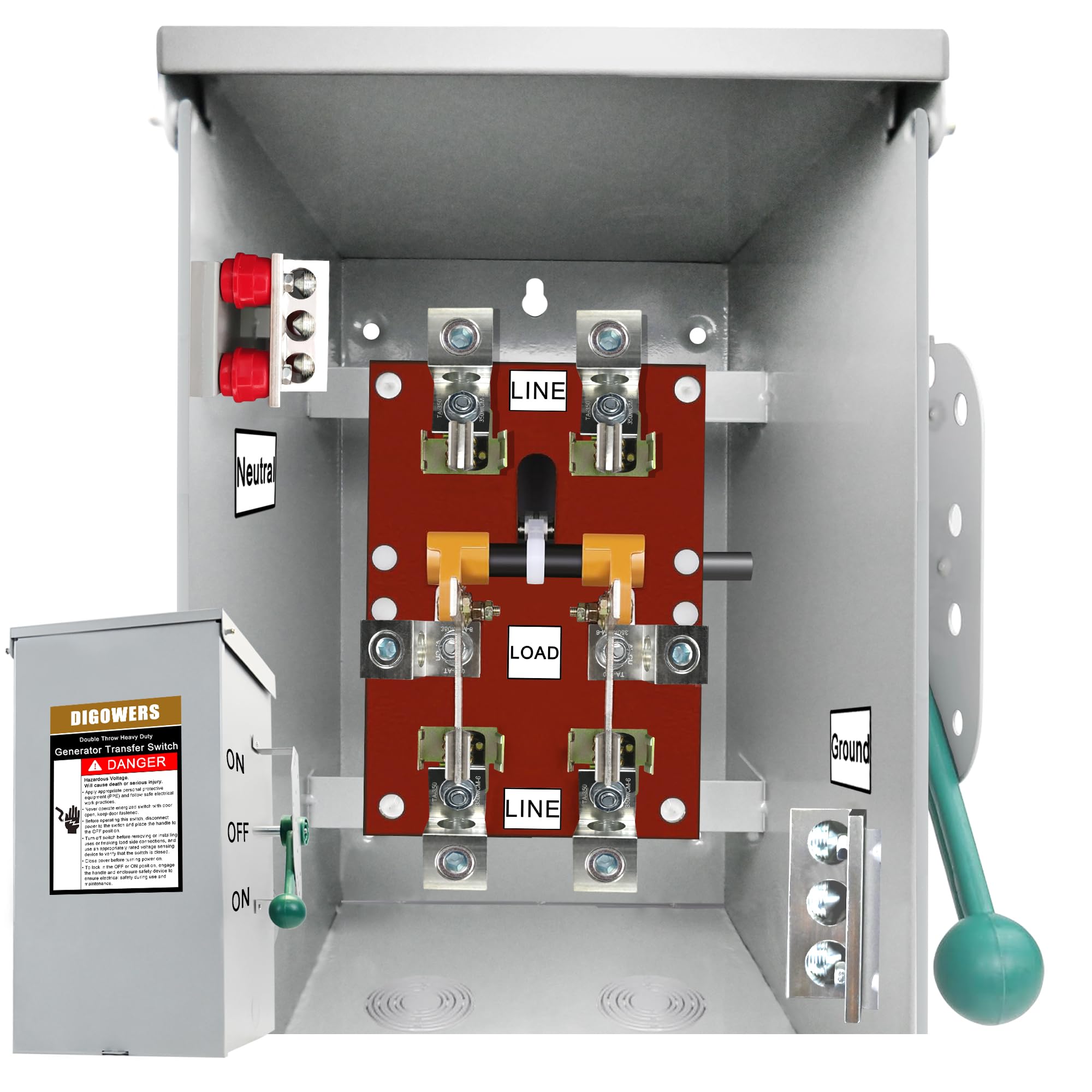 200 Amp Manual Generator Transfer Switch - 2 Pole 4 Wire, 120/240V 48,000W Heavy Duty Double Throw Safety Switch (200A-2P) for Home Backup Power & Emergency Use