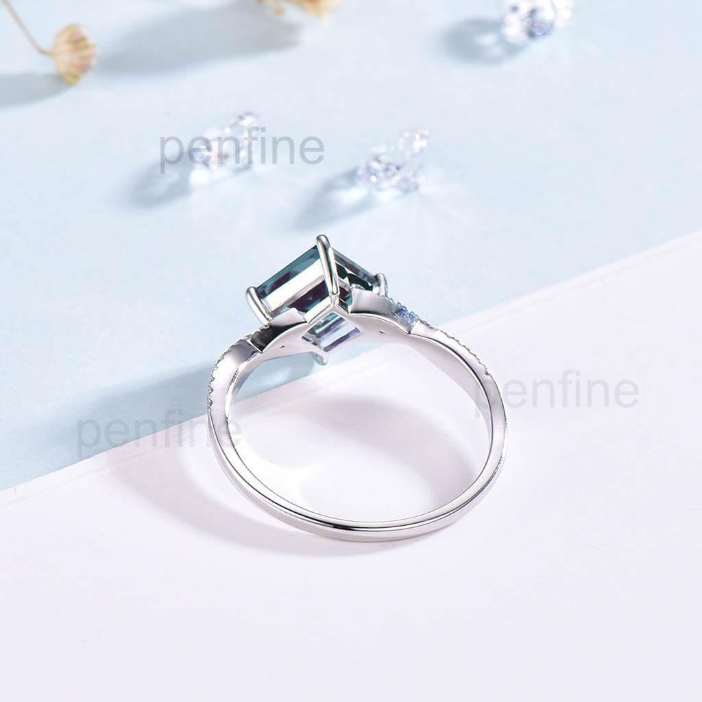 Princess Cut Alexandrite Moissanite Engagement Ring - Unique Infinity Design for Women | Perfect for Proposals, Weddings & Anniversary Gifts