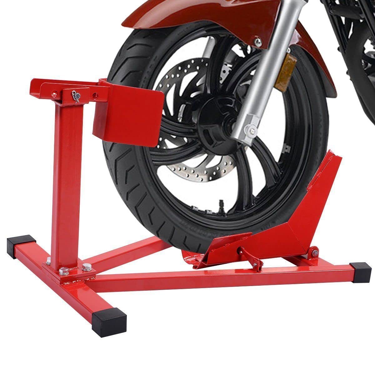 Amebee Motorcycle Wheel Chock Stand - Heavy Duty Front Wheel Holder for Sport Bikes (Fits 16