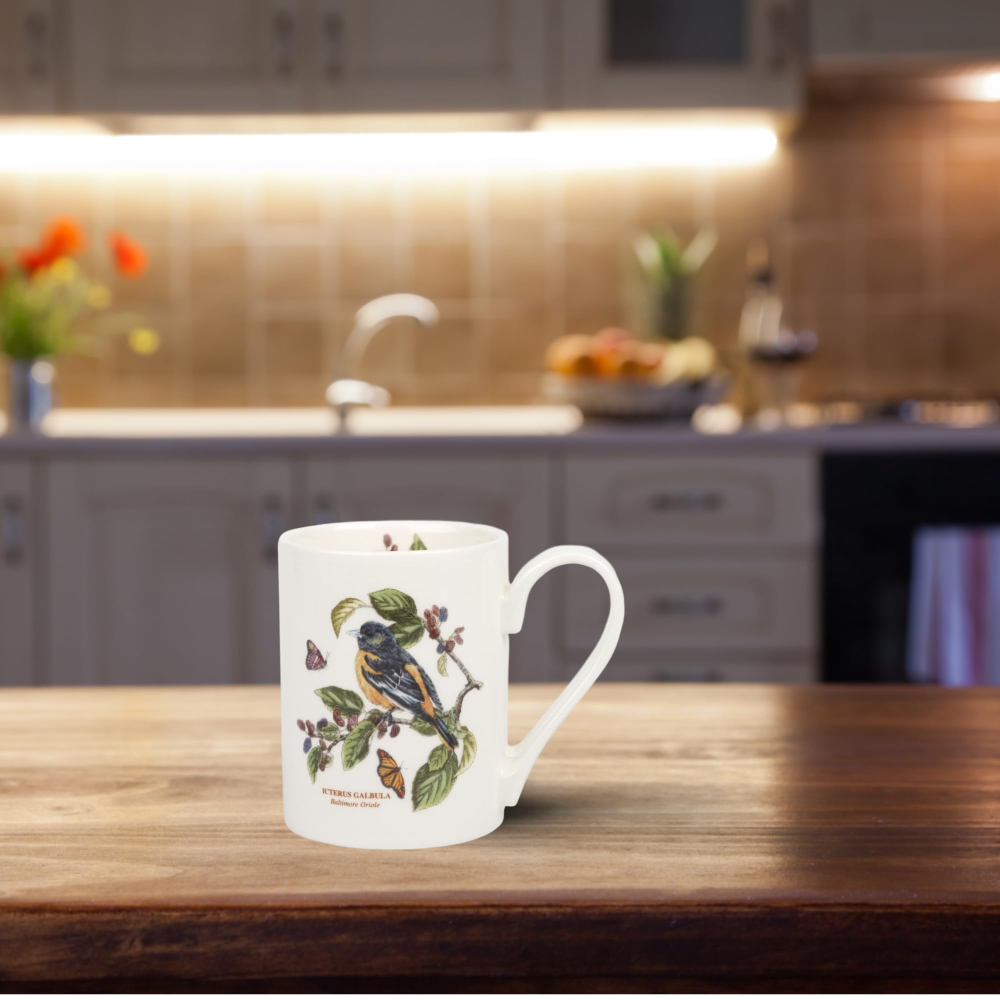 Portmeirion Botanic Garden Birds Tankard Mug - Baltimore Oriole Design, 12oz Ceramic Coffee Cup with Chip-Resistant Glaze | Dishwasher, Microwave & Oven Safe | Rustic Charm for Home, Office or Coffee Shop | Perfect for Hot Beverages, Gift Giving & Collectible Display