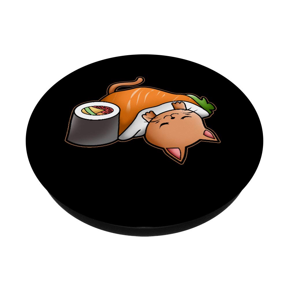 Funny Kawaii Cat Sushi Design Swappable PopGrip for iPhone & Samsung - Cute Gift for Cat Lovers, Perfect for Phone Stand & Grip While Sleeping, Working or Traveling