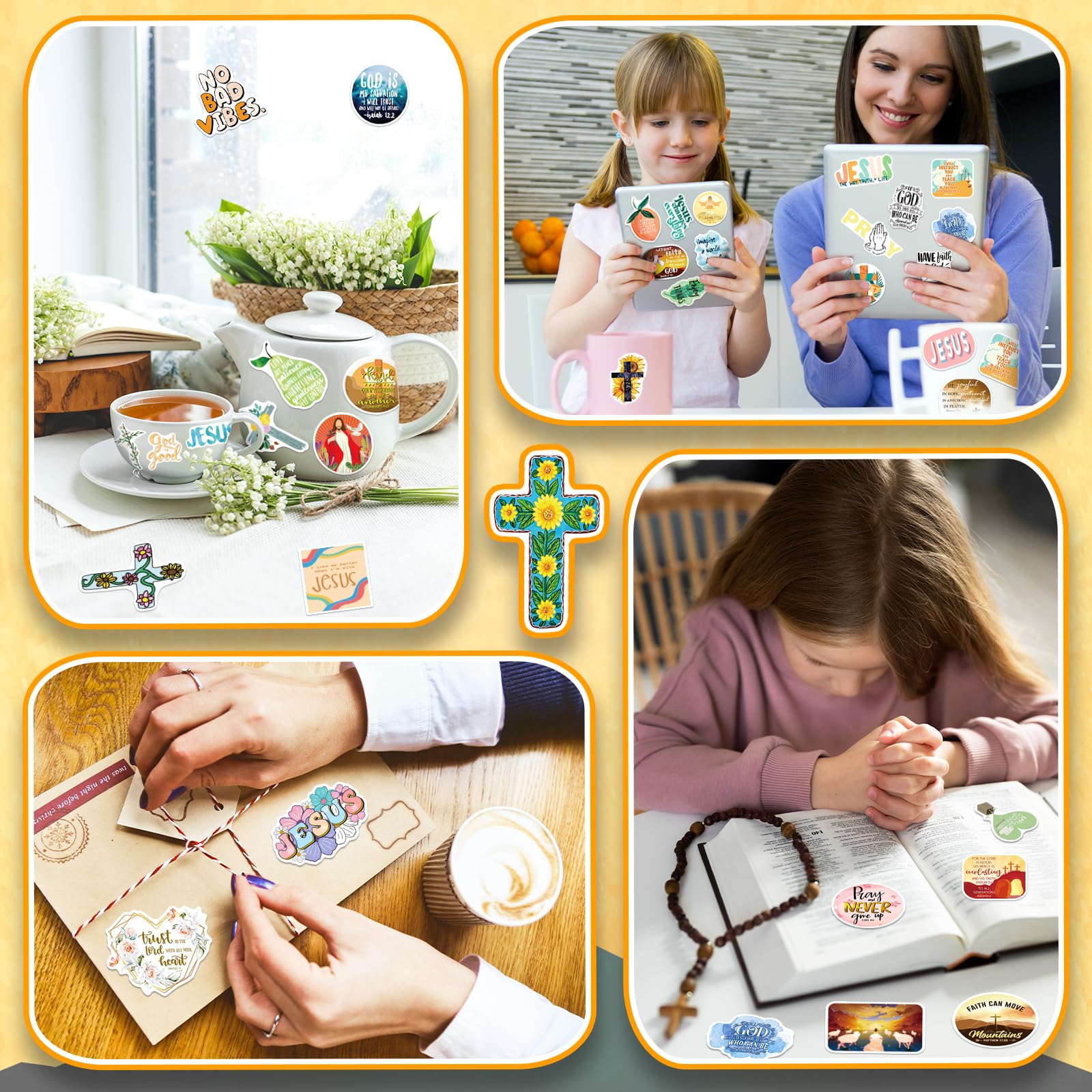 400PCS Christian Stickers - Jesus Bible Verse Stickers for Journaling, Religious Motivational Quote Stickers Pack, Inspirational God Christian Gifts for Women & Adults - Perfect for Bible Study, Prayer Journals & Faith-Based Scrapbooking