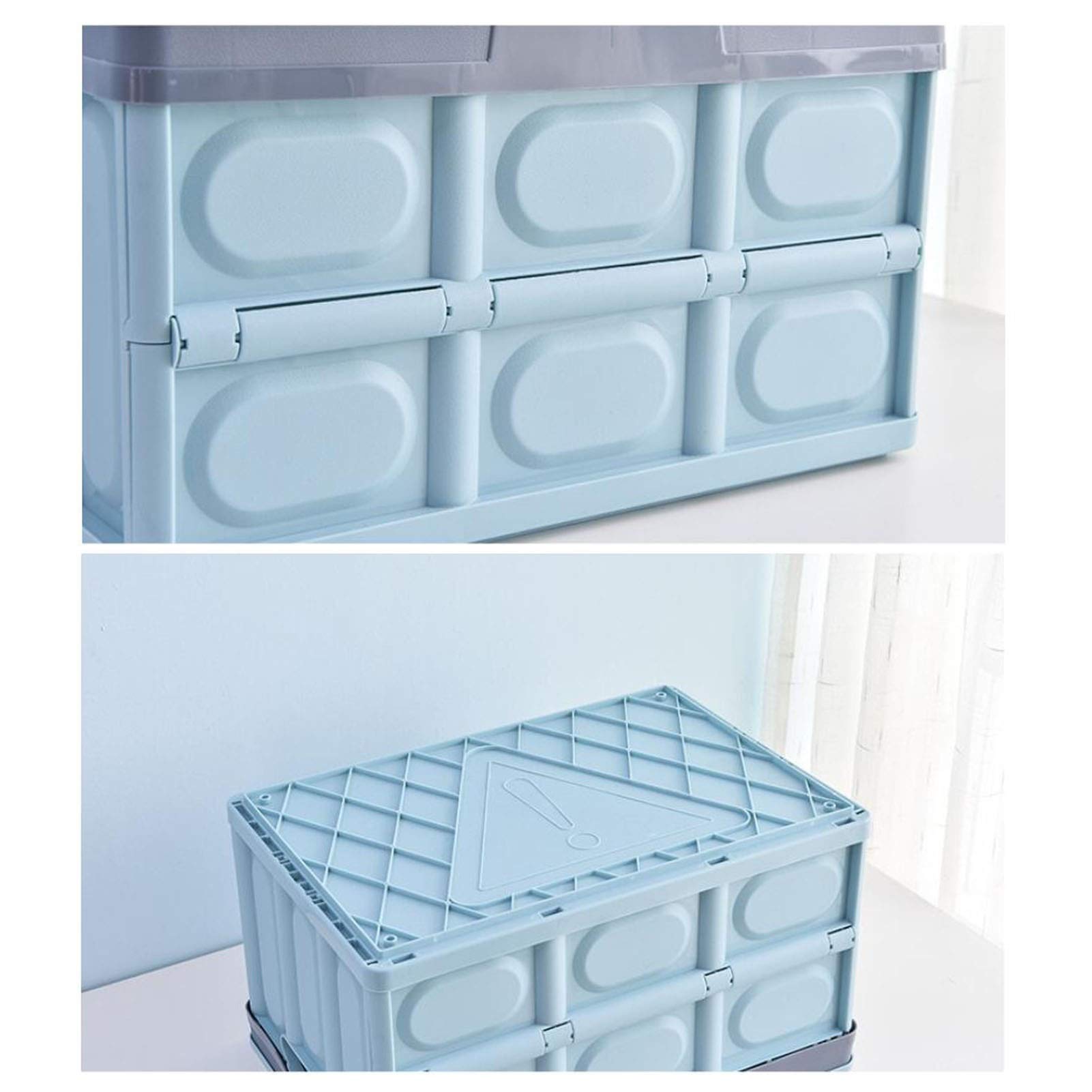 Collapsible Plastic Storage Bins with Lids - Stackable Foldable Storage Boxes for Clothes, Toys, Books & Groceries (55L, Coffee Brown) - Perfect for Home Organization, Closet Storage & Garage Shelving