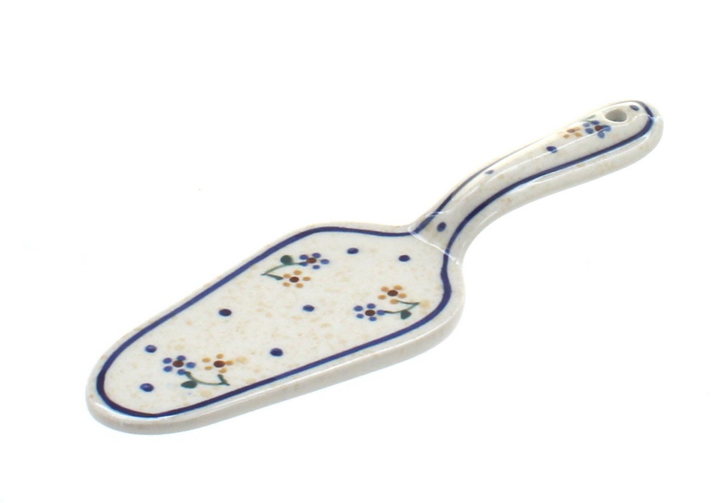 Blue Rose Polish Pottery Country Meadow Cake Server - Handcrafted Ceramic Dessert Serving Set for Weddings, Tea Parties & Country Style Dining