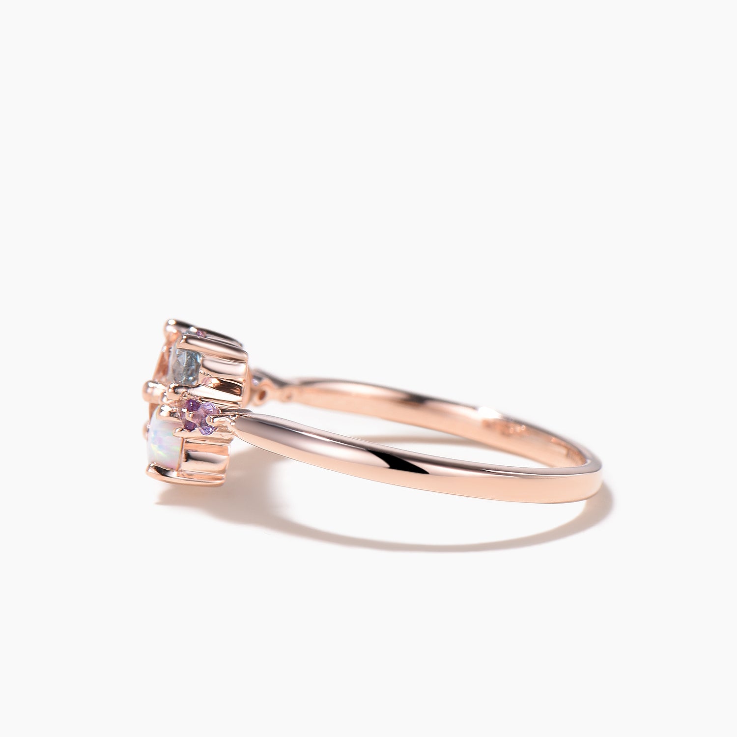 Natural Morganite & Aquamarine Cluster Wedding Ring - Round Opal Mixed Cut Engagement Ring for Women - Perfect for Bridal, Anniversary & Special Occasions