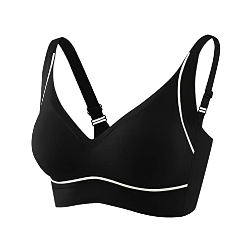Sexy Anti-Sag Sports Bra for Women - No Steel Ring Back Support Bra - 36C Push Up Underwear (Black, XL) - Perfect for Yoga, Gym & Everyday Comfort