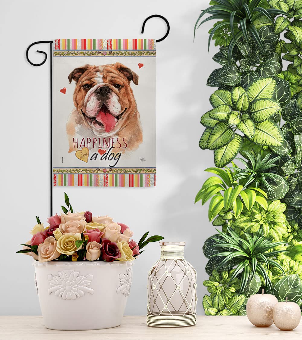 Bulldog Garden Flag Set with Stand - Double-Sided Pet Decor for Yard & Home