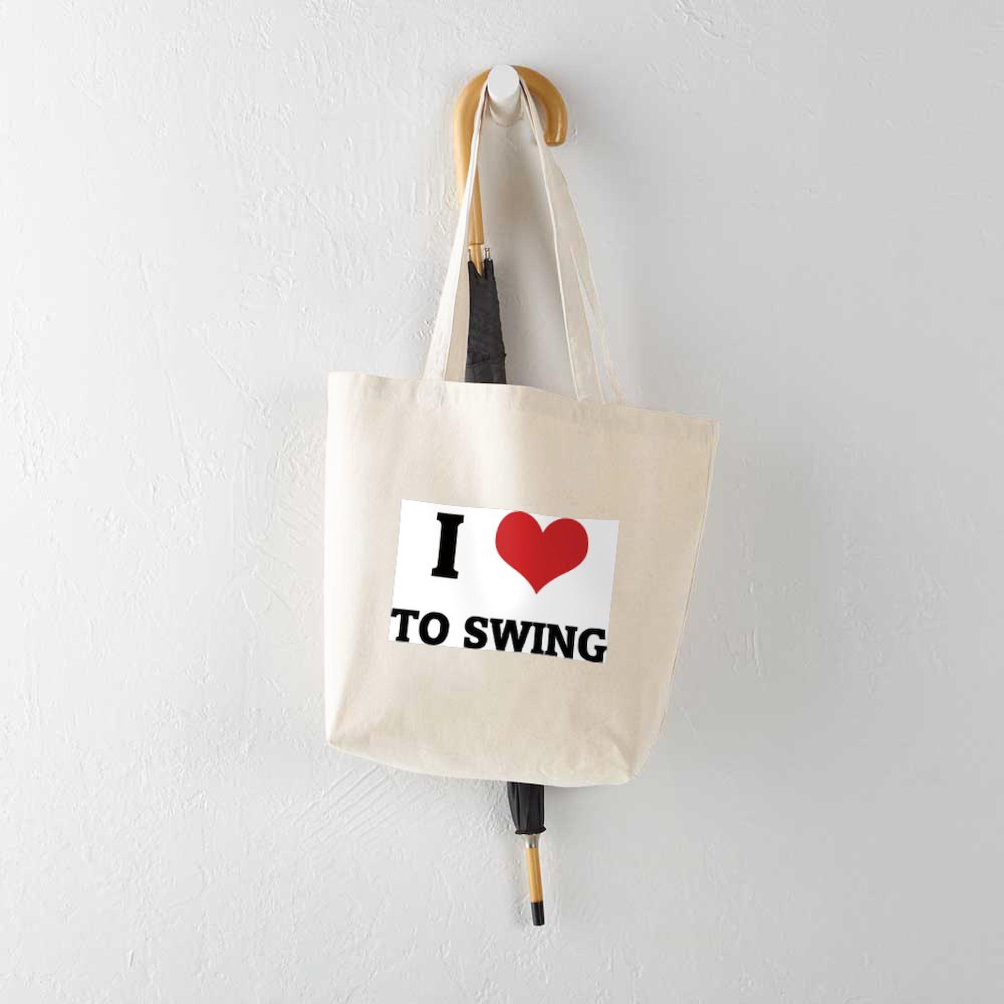 I Love To Swing Natural Canvas Tote Bag - Eco-Friendly Reusable Shopping Bag for Groceries, Beach & Gym | CafePress