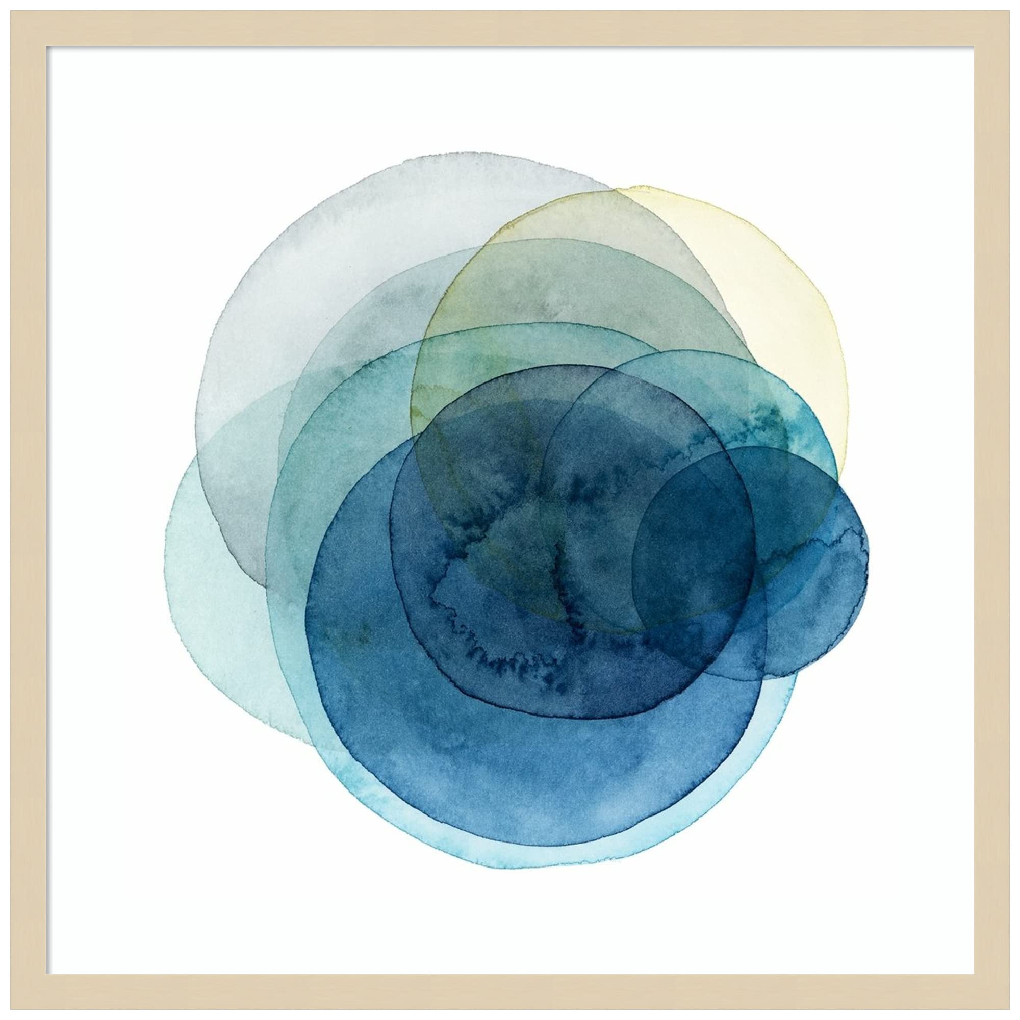 Amanti Art Wood Framed Wall Art Print - Evolving Planets I by Grace Popp - 25x25 Inch Modern Abstract Painting with Natural Wood Frame - Perfect for Living Room, Bedroom or Office Decor