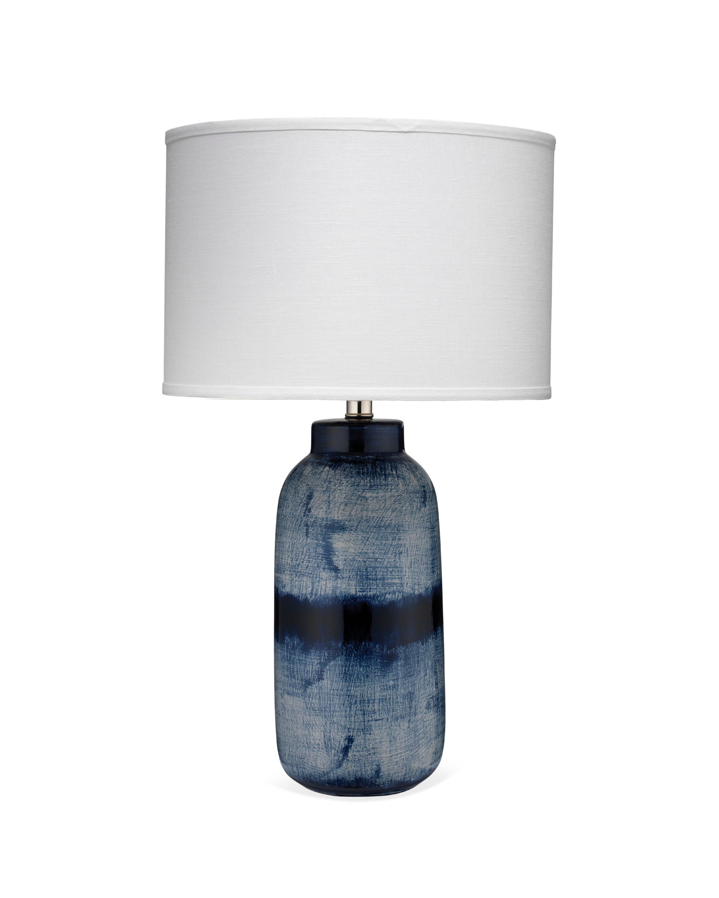Handmade Batik Table Lamp - Blue and White Large Ceramic Base - Perfect for Bedroom, Living Room & Office Decor