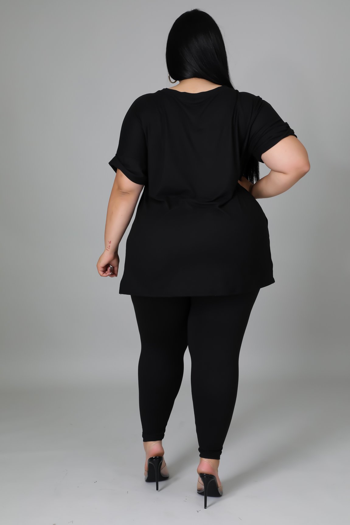 Giselle Women's Plus Size Curve Black Pant Set - Stretchy Comfortable Lounge & Sleepwear for Home & Travel
