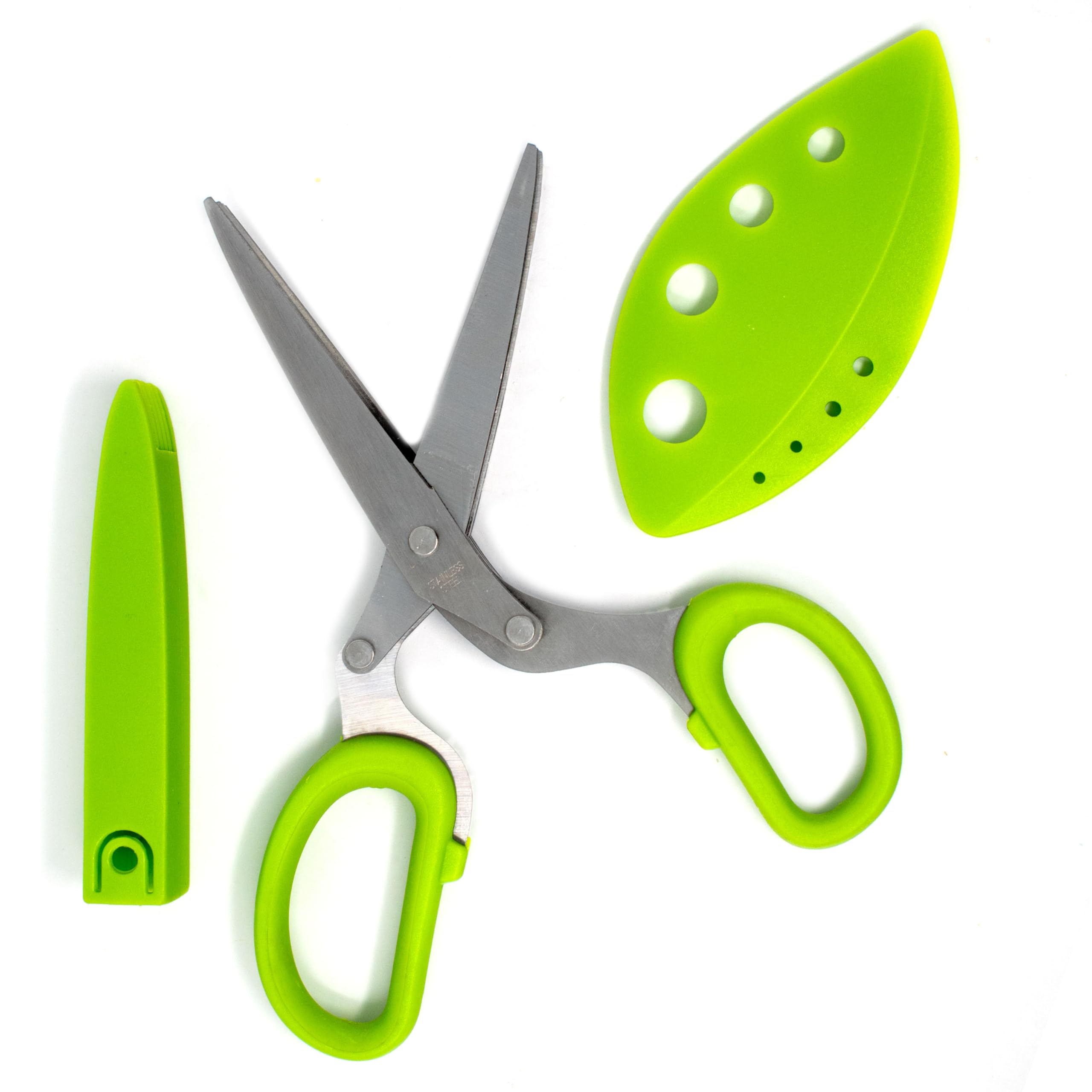 Norpro 8-inch Multi Blade Herb Scissors with Blade Cleaner - Green Kitchen Shears for Fresh Herbs, Parsley, Basil, Cilantro - Perfect for Cooking, Salad Prep & Garnishing