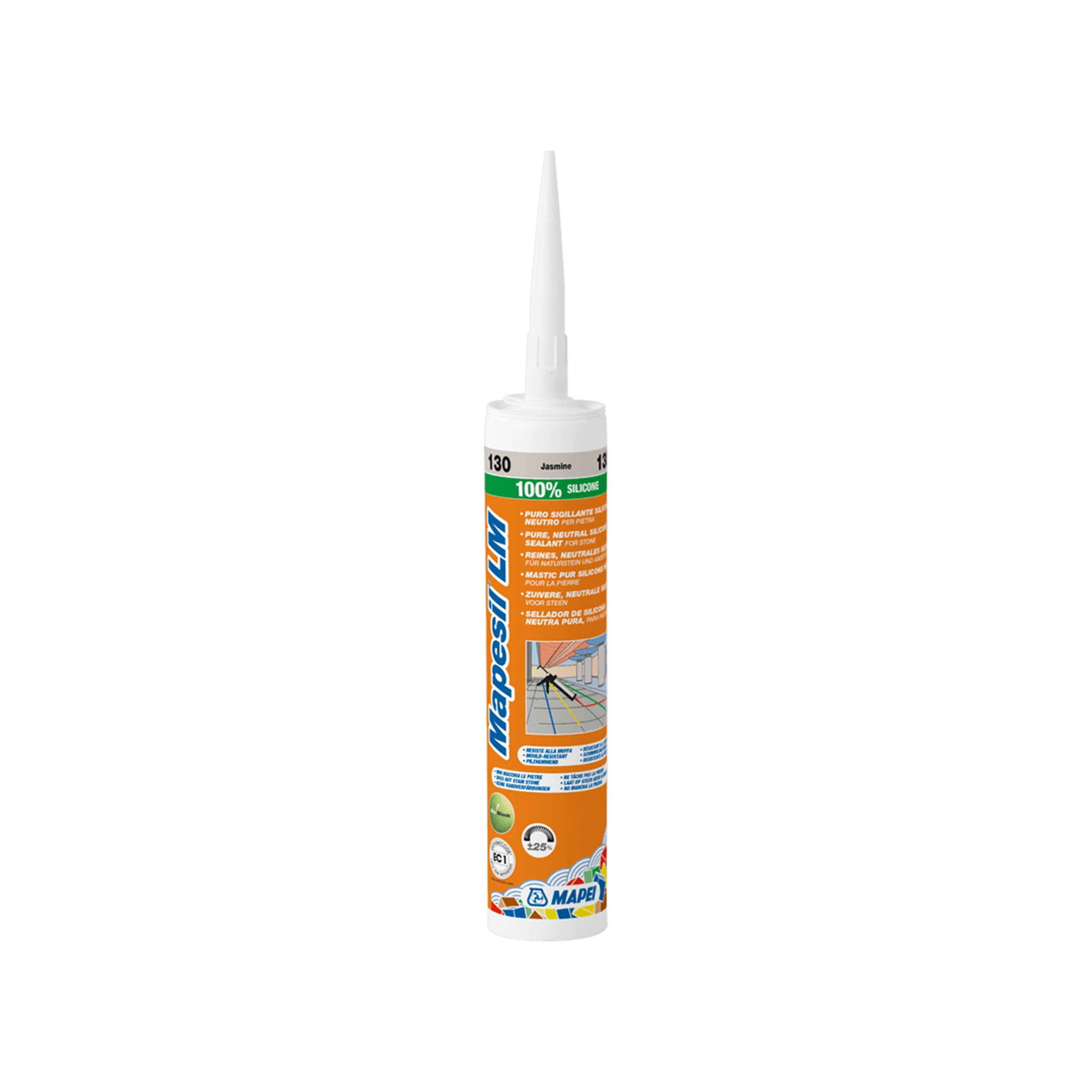 Mapei Silicone LM 100 - 310ml White Sealant for Kitchen, Bathroom & Windows - Waterproof & Mold-Resistant Adhesive for Home Repairs & DIY Projects