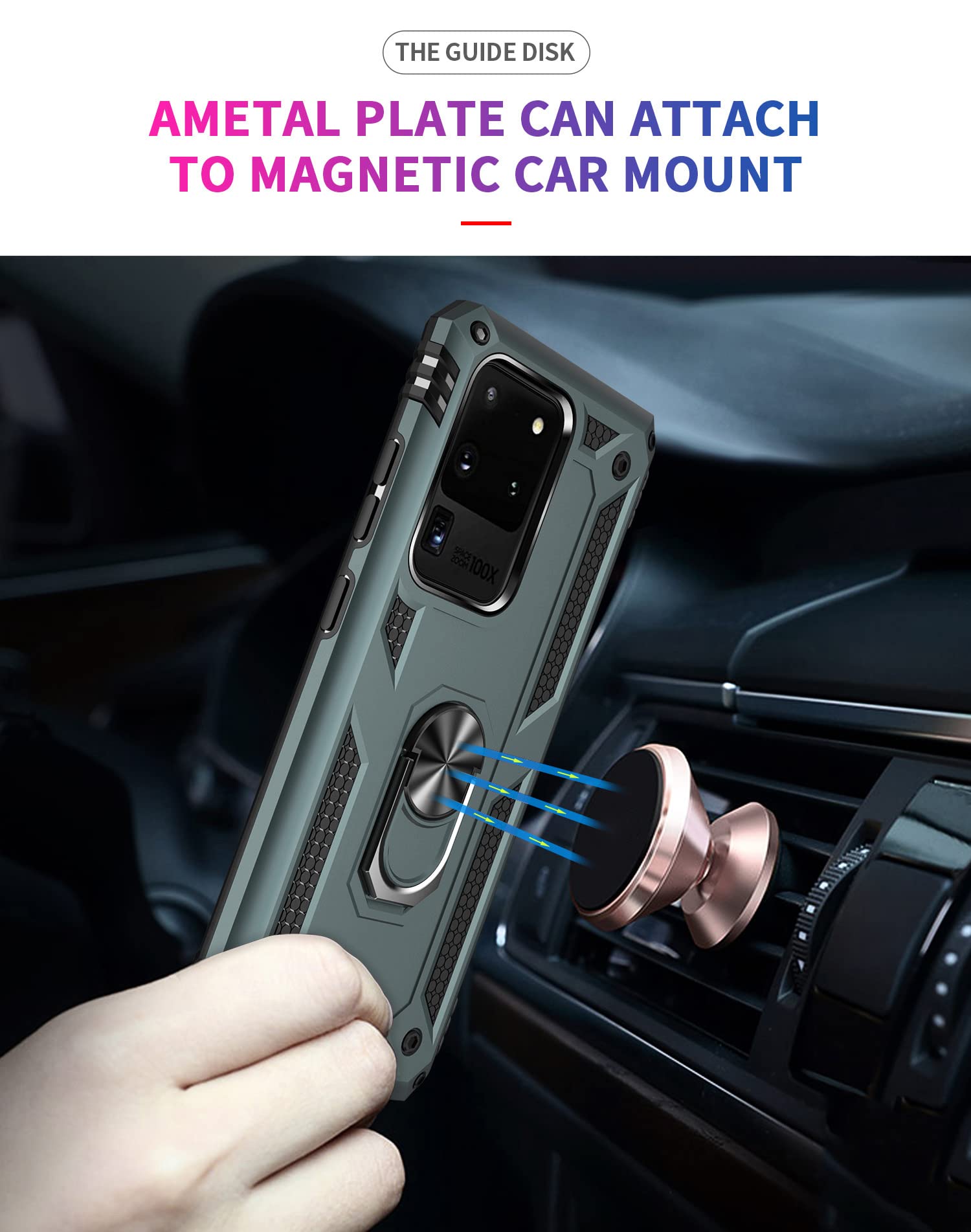 Military Grade Heavy Duty Samsung Galaxy S20 Ultra Phone Case with Stand Ring & Magnetic Car Mount - Teal | Shockproof Protection for Work, Travel & Outdoor Adventures