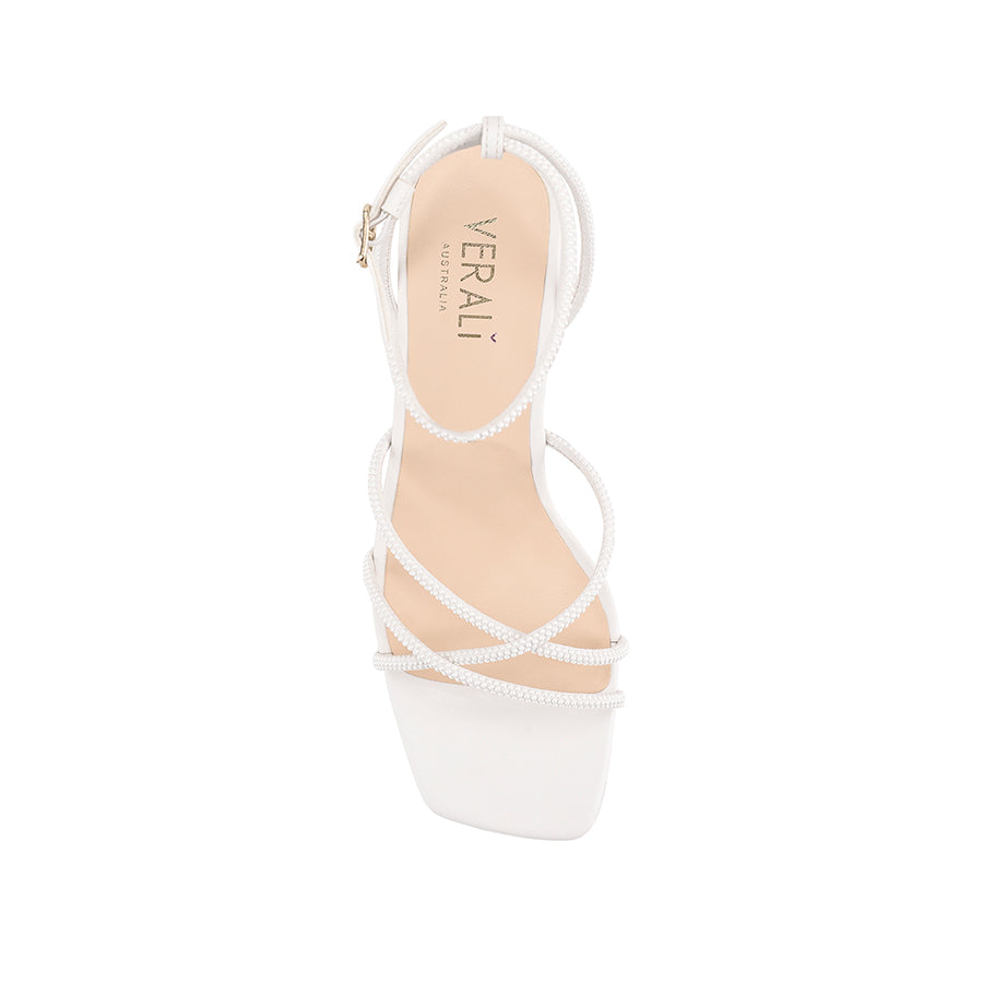 Nakita Women's Block Heel Sandals - White Pearl Color | Comfortable Summer Dress Shoes for Weddings, Parties & Office Wear