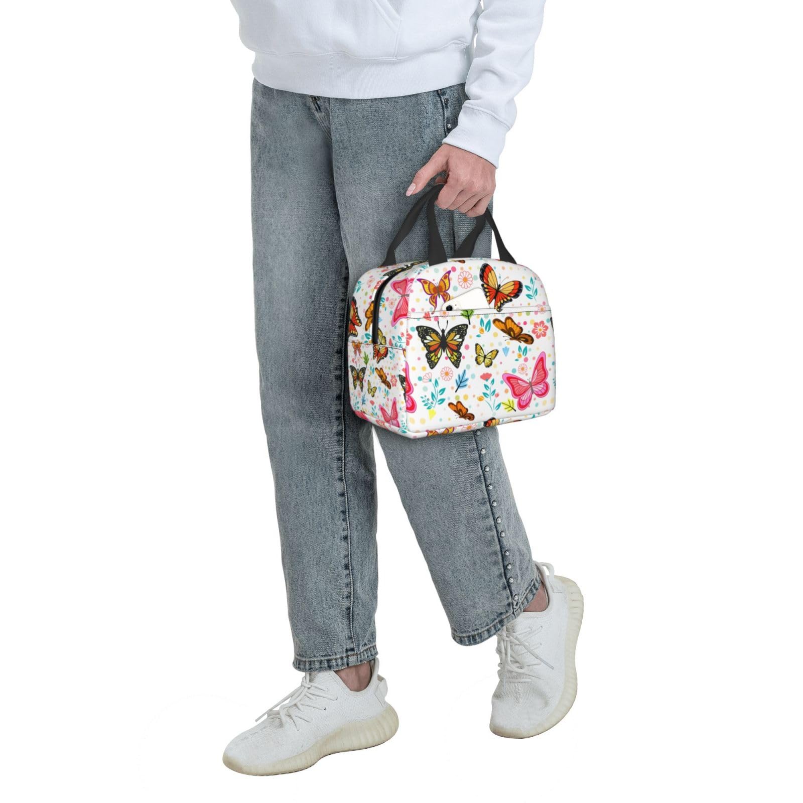 Insulated Lunch Bag for Women - Reusable Cooler Tote with Butterfly Design for Work, Office, Travel & Picnic | Perfect for Meal Prep, School Lunch & Outdoor Activities