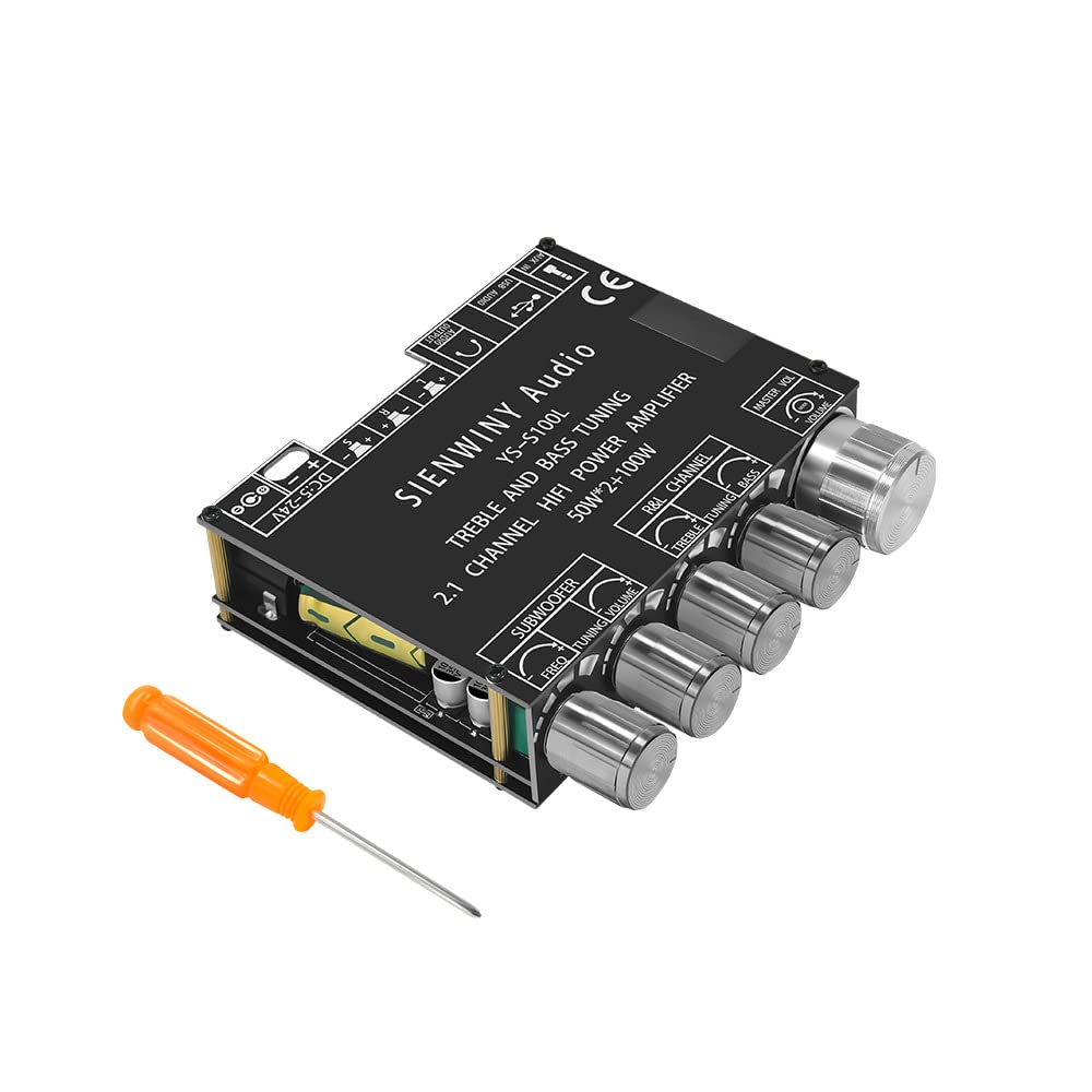 Portable Bluetooth 2.1 Channel Power Amplifier Board - 100W Stereo Subwoofer Amp Module with BT 5.0 for Home Audio, Car Audio, DIY Speaker Projects