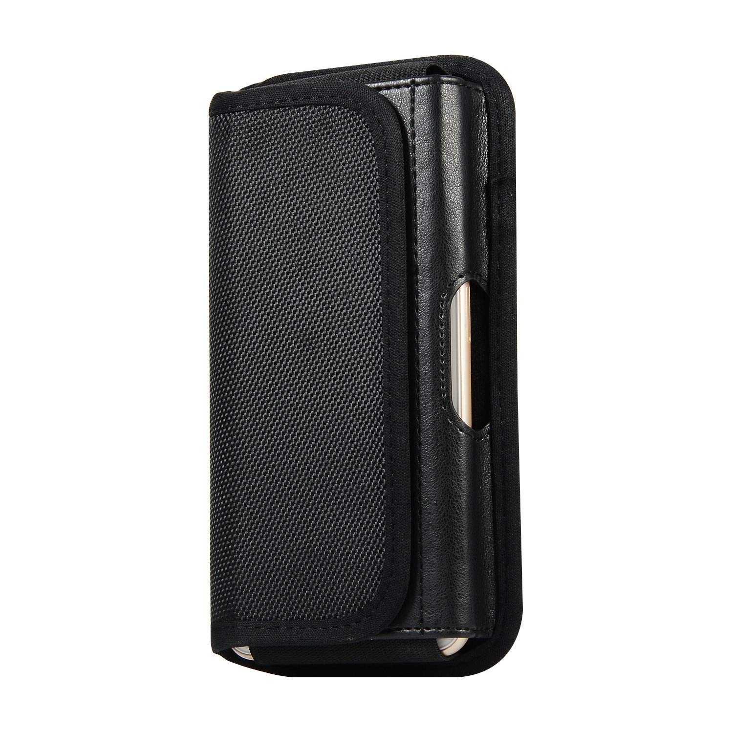 Durable Nylon PU Leather Card Holder with Metal Belt Clip - Universal Phone Holster Pouch for iPhone 16/15/14/13/12/11 Pro Max, Google Pixel 9 Pro XL/8 Pro/7 Pro, OnePlus 13/12 & Moto G Play 2023/G Stylus 5G | Perfect for Outdoor Activities, Gym Workouts & Daily Commute